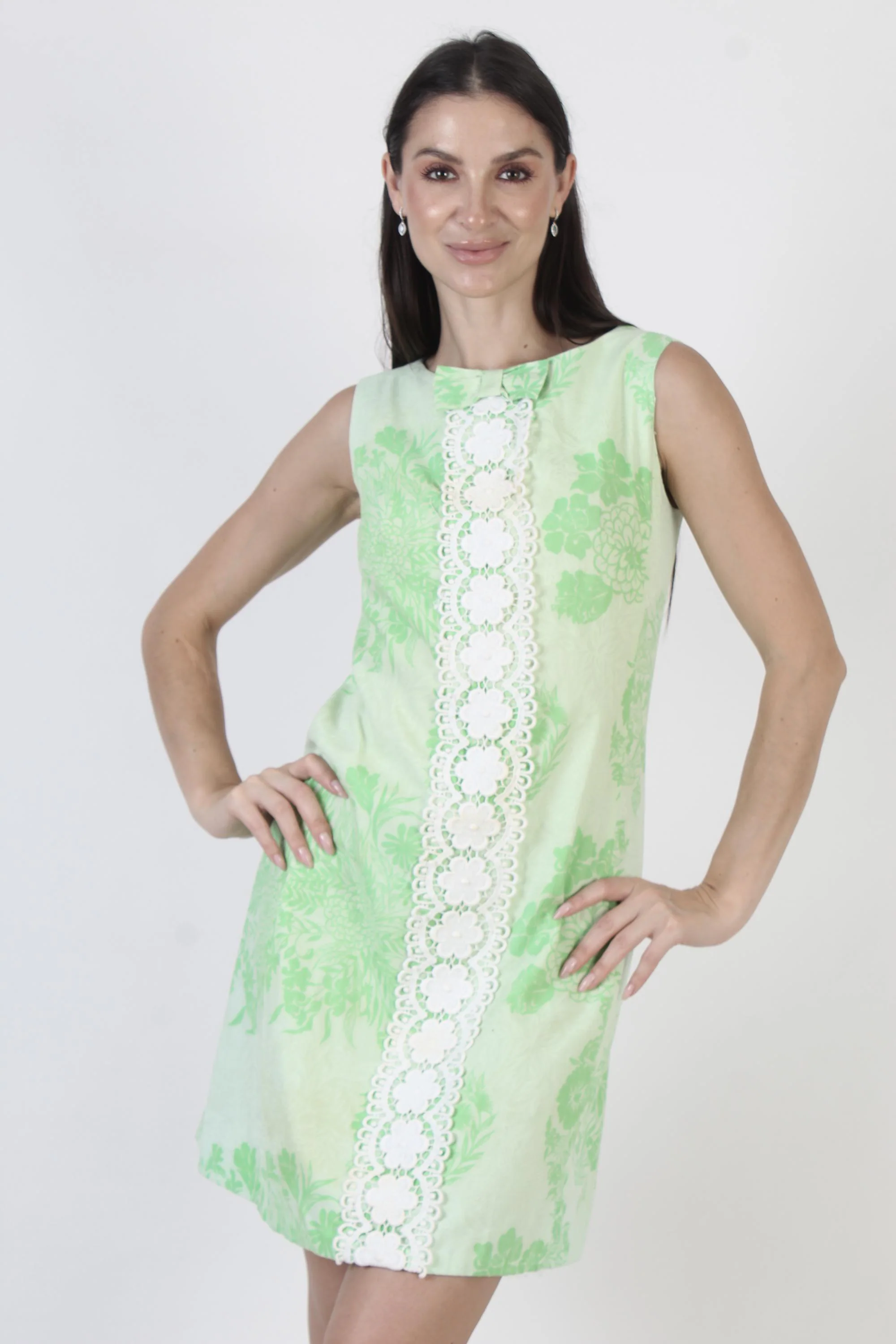 Vintage 60s Shift Dress, Floral Mod Micro Mini, Crochet Go Go Sundress - image 4