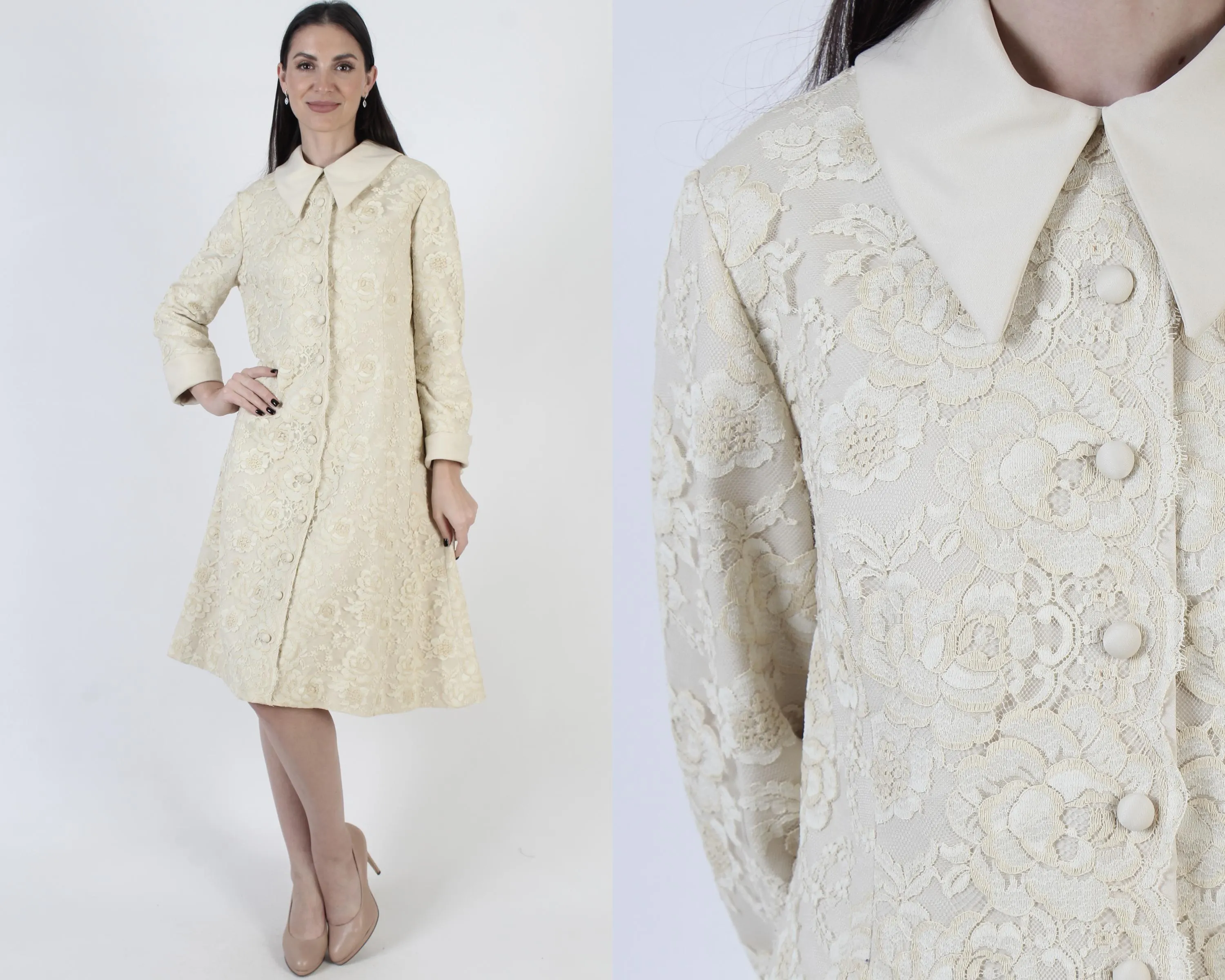 I Magnin Designer Dress, Dagger Butterfly Collar, Vintage Mod Scooter Mini