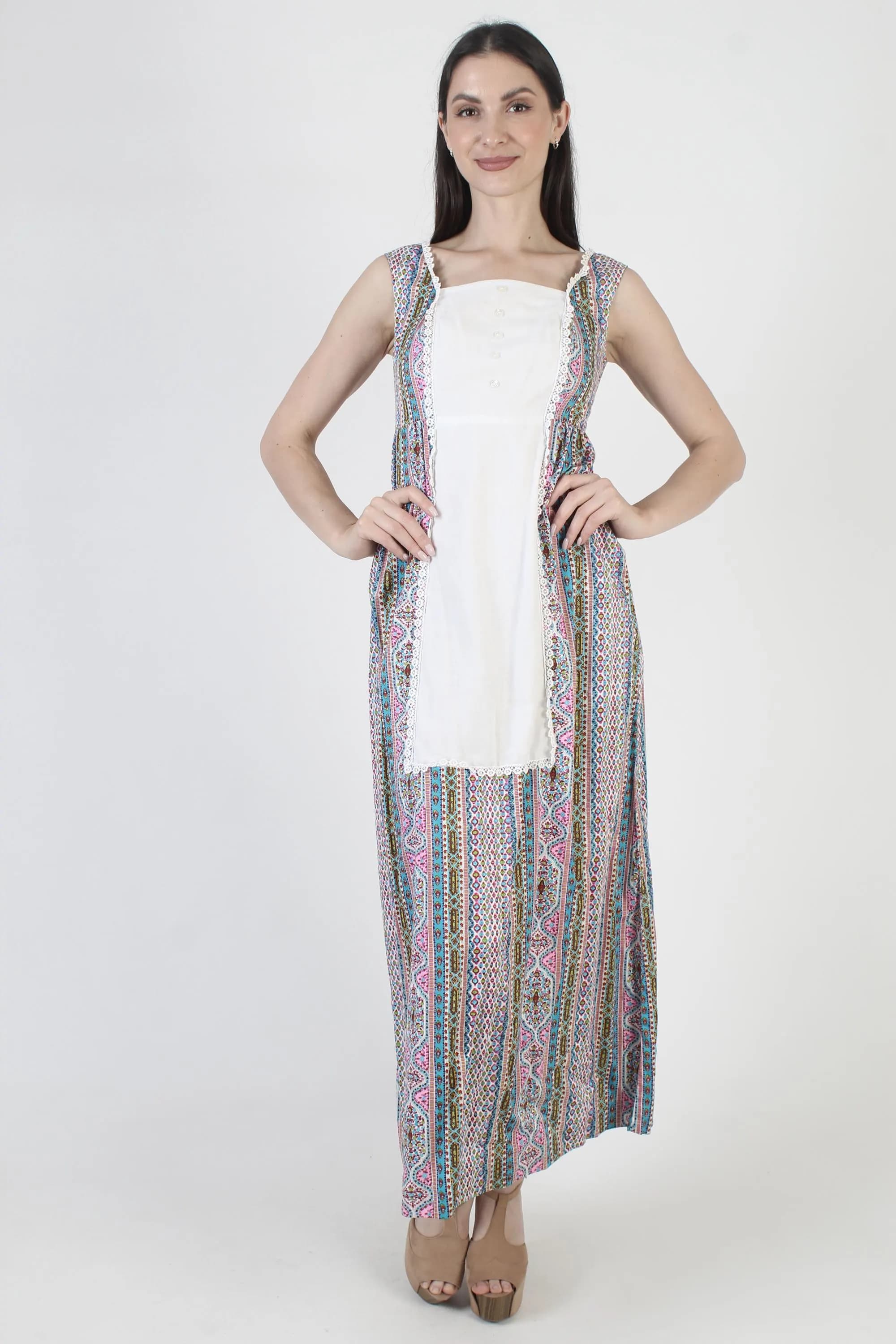 Liberty House Dress, Tiki Party Sundress, Hawaiian Luau Maxi, Vintage 70s Designer - image 4