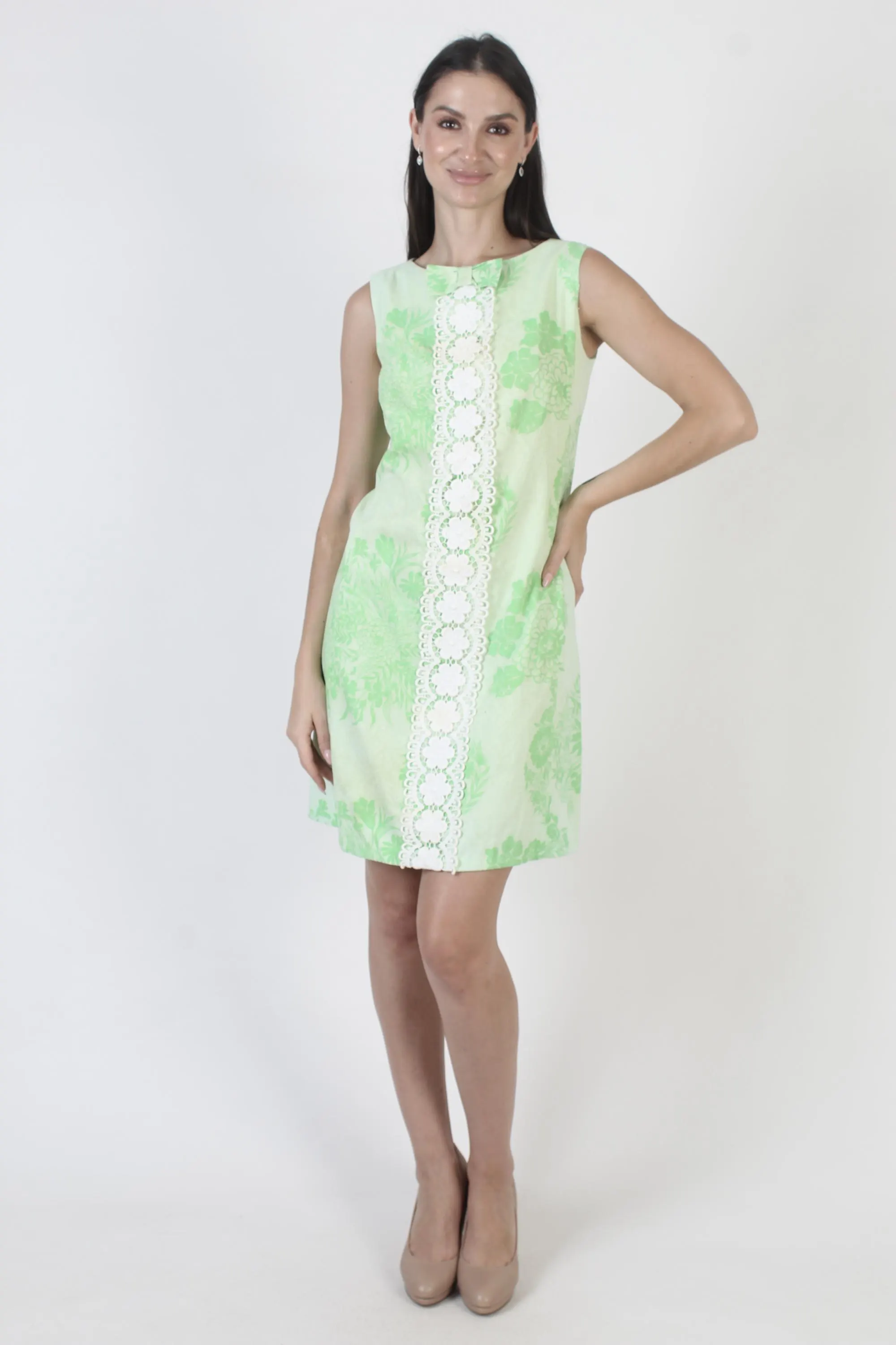 Vintage 60s Shift Dress, Floral Mod Micro Mini, Crochet Go Go Sundress - image 3