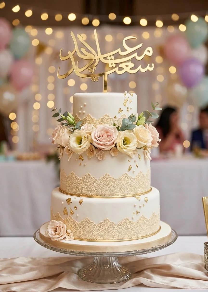 Happy birthday Cake topper in Arabic - Arabic cake topper - Eid Milad Saeed Cake topper