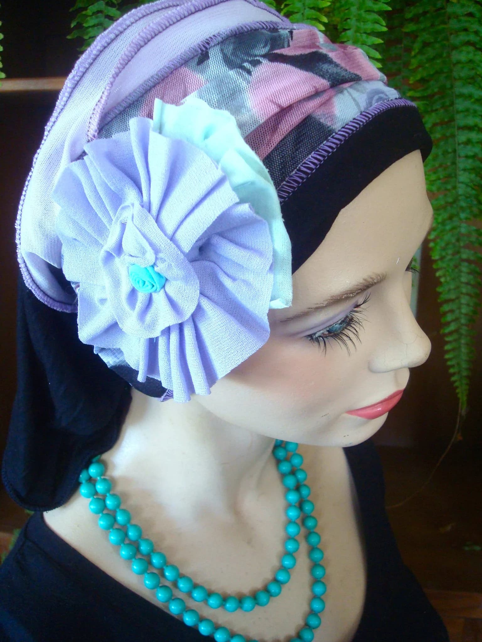 womens headband deep headband womens headwrap chemo headwrap chemo headscarf womens headcover soft headwrap womens turban layered headband - image 3