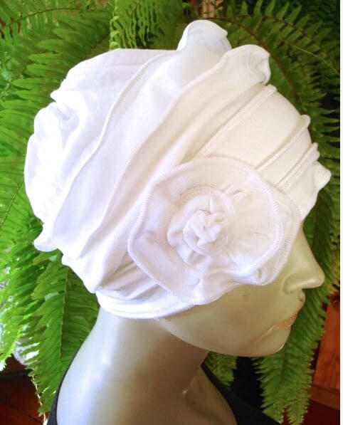Womens Chemo Hat Headcover  hat denim blue headwear Soft cloche chemotherapy cancer - image 5