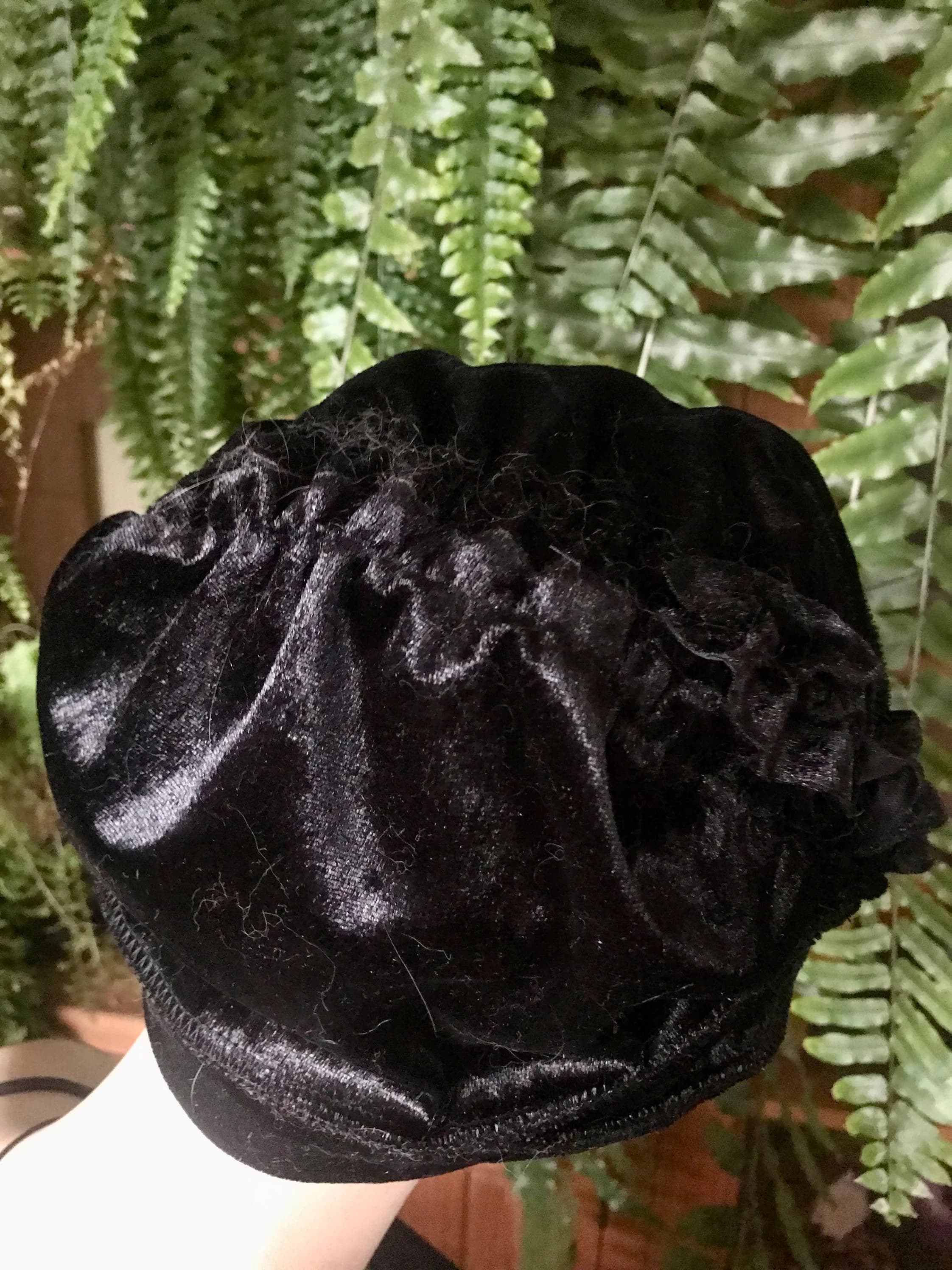 Womens black hat womens velvet hat slouchy hat black velvet hat - image 3