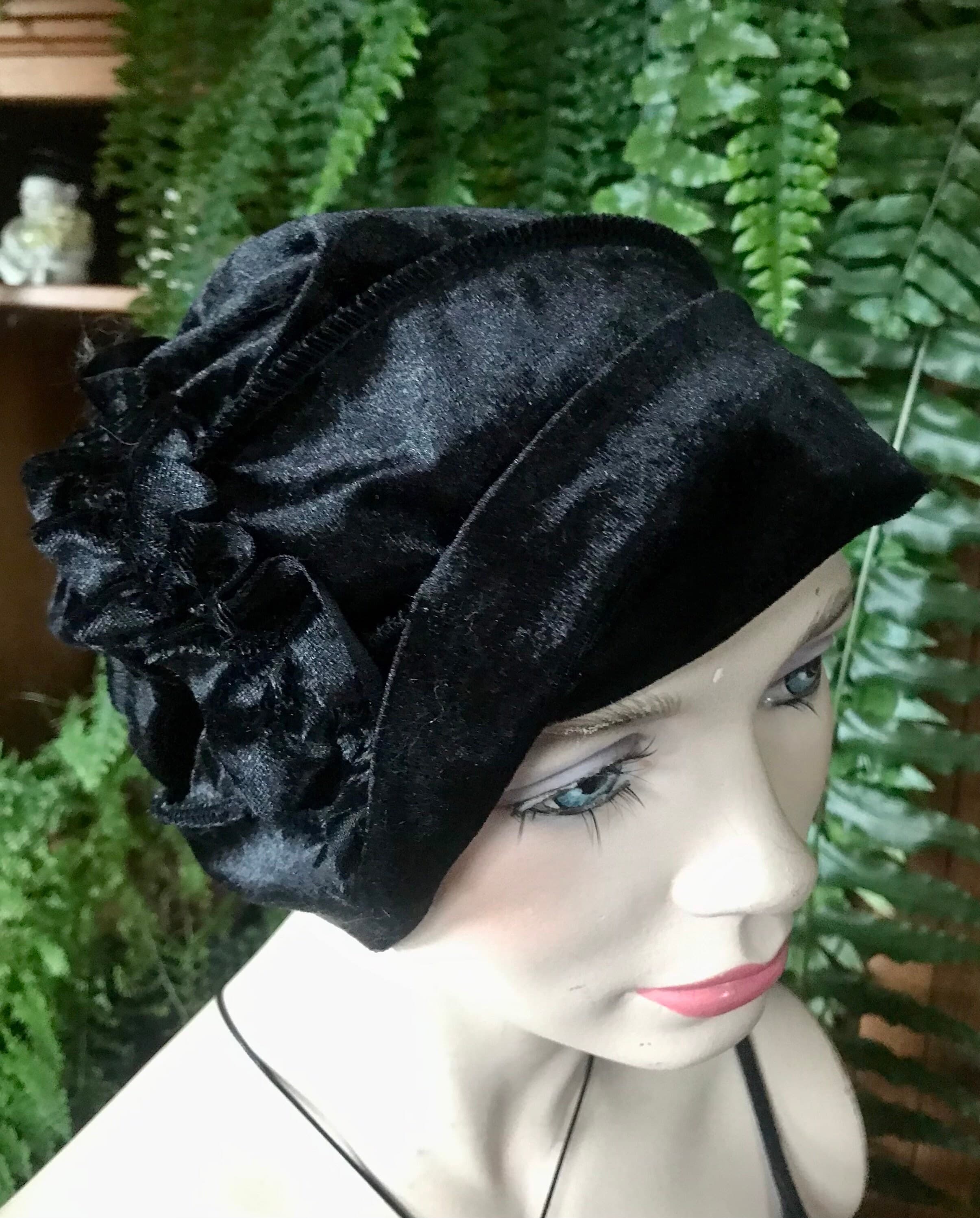 Womens black hat womens velvet hat slouchy hat black velvet hat - image 4