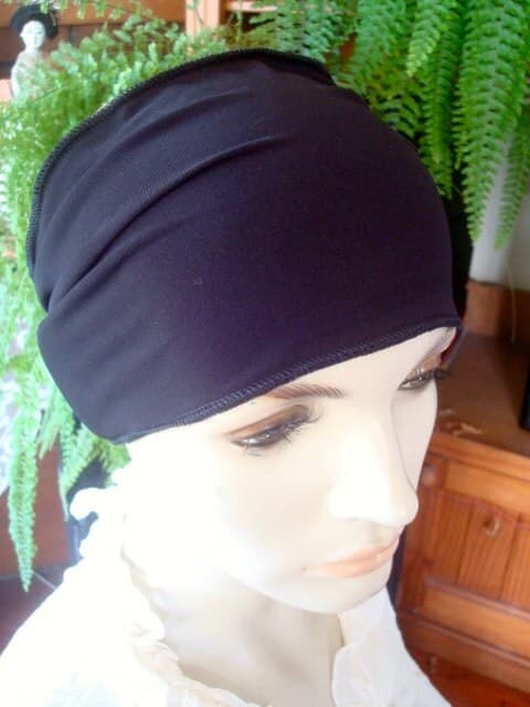 womens headband black swim headband wide black lycra headband turband - image 5