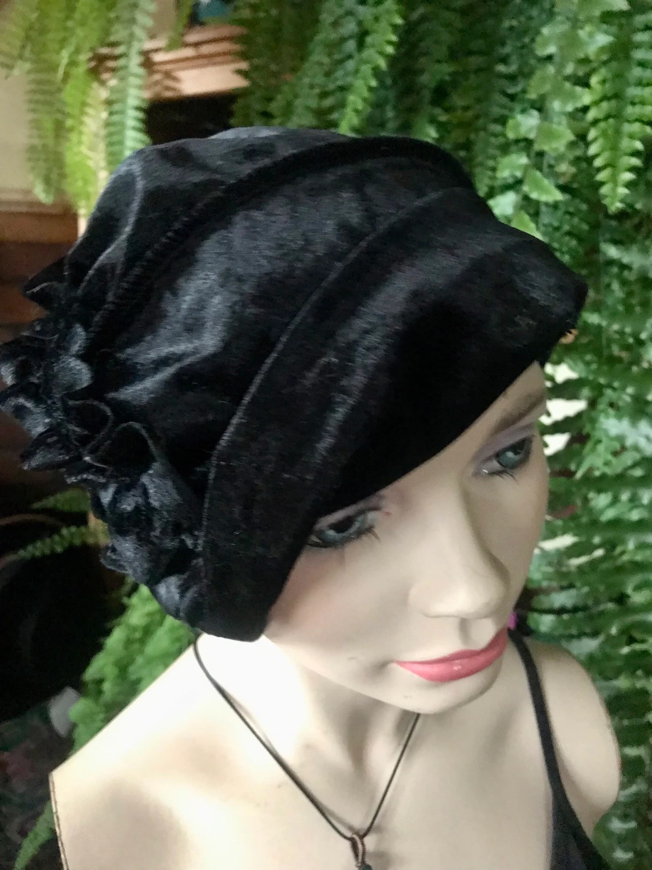 Womens black hat womens velvet hat slouchy hat black velvet hat