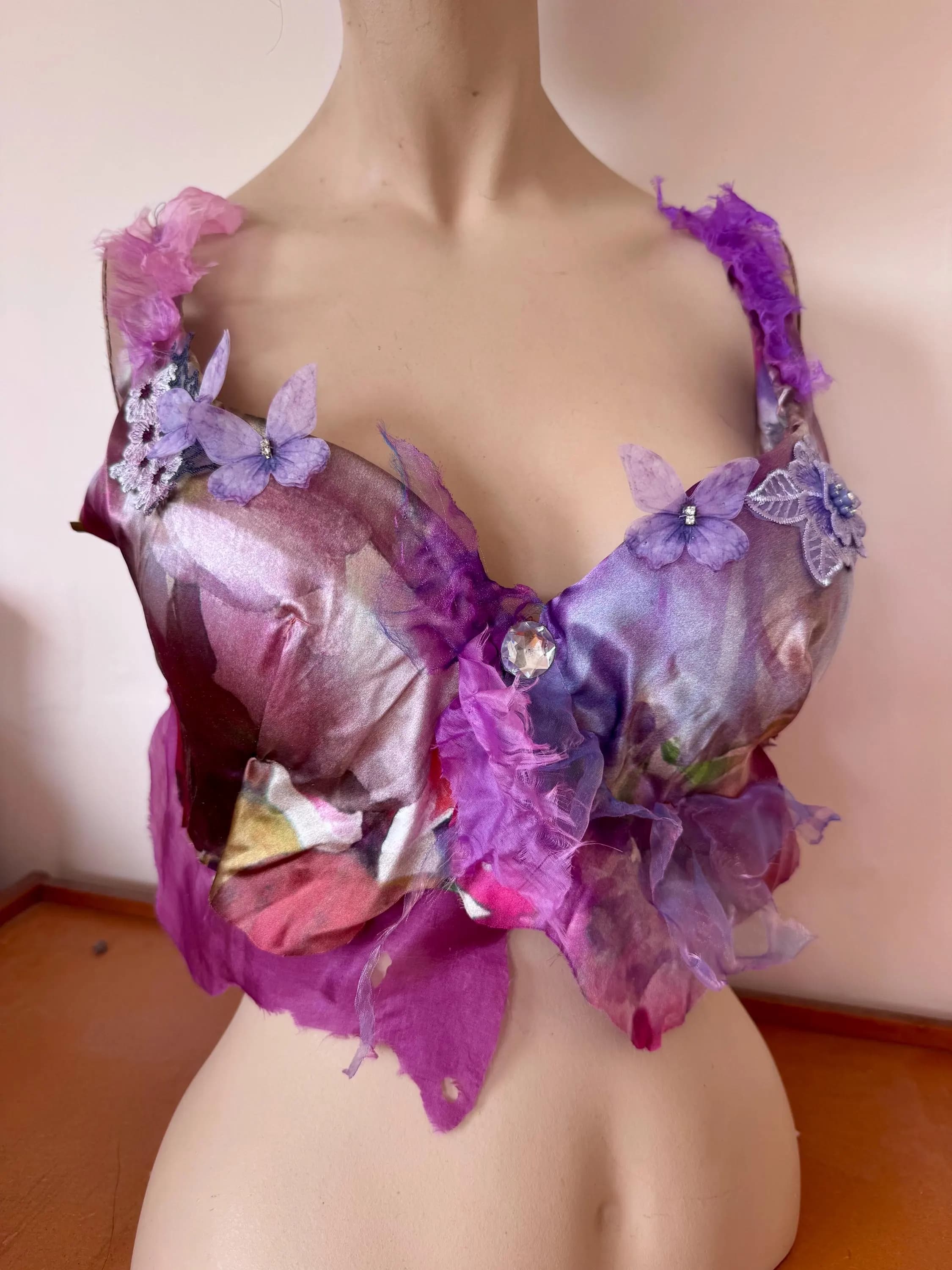Womens fairy faery crop top rave top silk rave top - image 4
