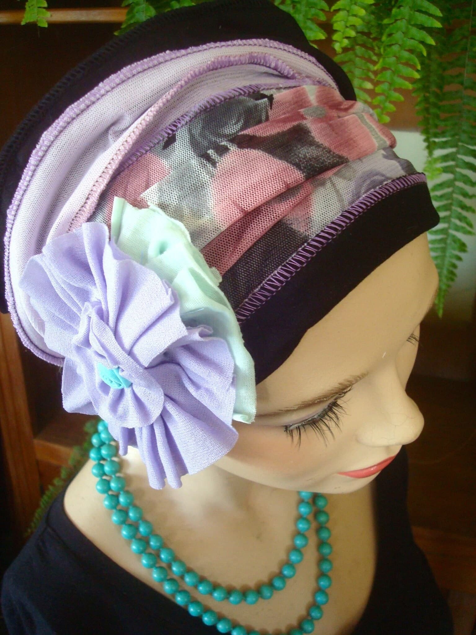 womens headband deep headband womens headwrap chemo headwrap chemo headscarf womens headcover soft headwrap womens turban layered headband