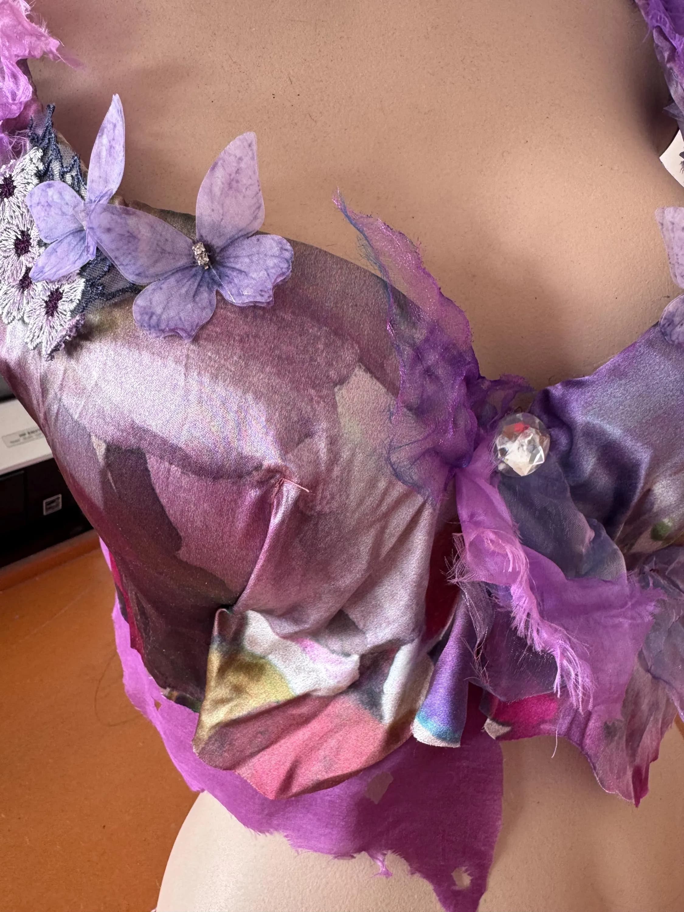 Womens fairy faery crop top rave top silk rave top - image 3