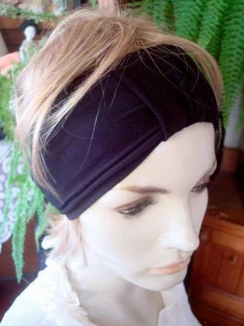 womens headband black swim headband wide black lycra headband turband - image 4