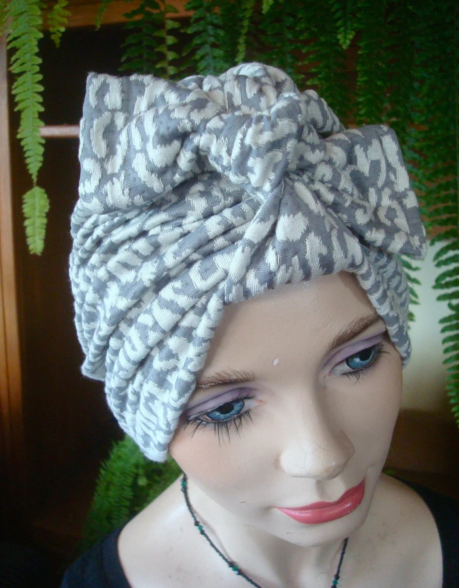 womens turban chemo turban hijab womens headcover chemo headwrap soft hat chemo gift soft turban adult turban grey white