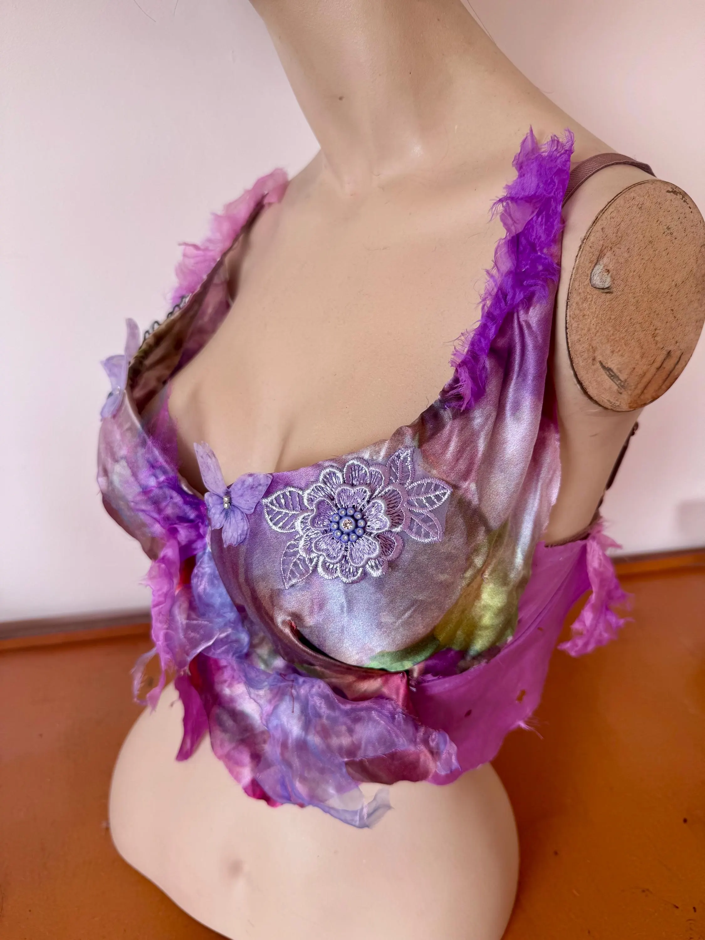 Womens fairy faery crop top rave top silk rave top - image 5