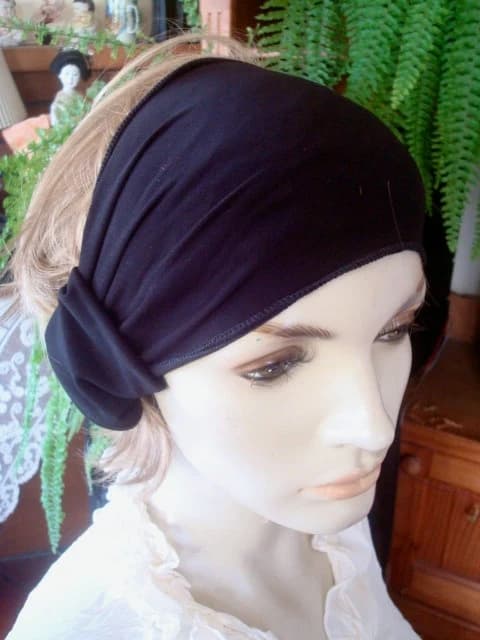 womens headband black swim headband wide black lycra headband turband - image 3