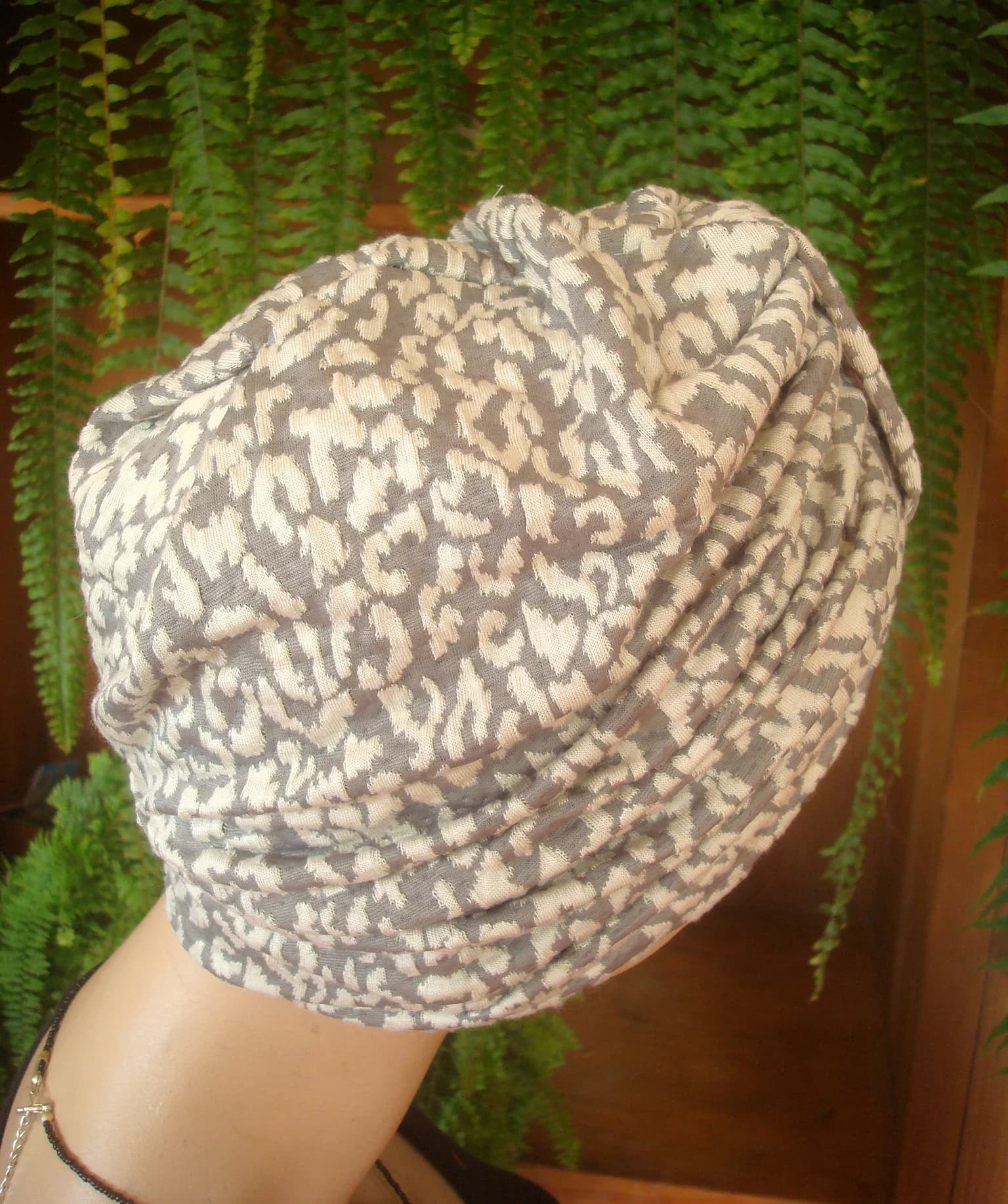 womens turban chemo turban hijab womens headcover chemo headwrap soft hat chemo gift soft turban adult turban grey white - image 5
