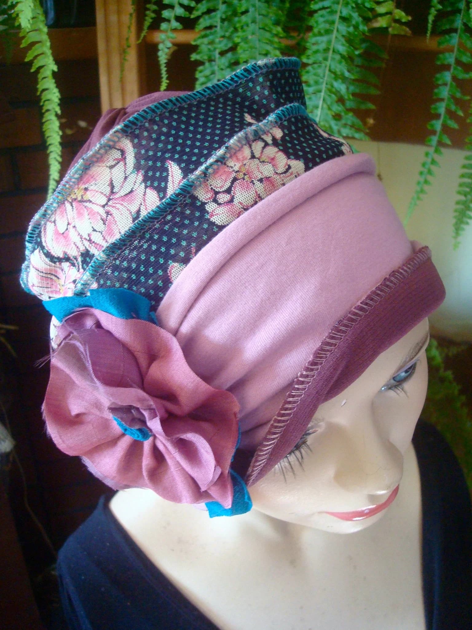 womens hat pink hat womens chemo hat chemo headwear chemo gift womens flapper chemo turban womens soft hat