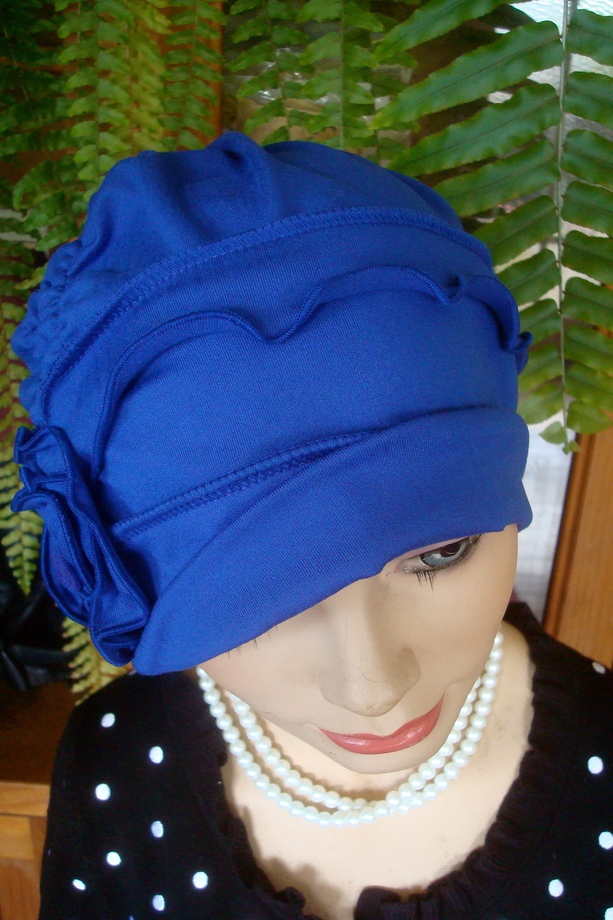 womens blue hat blue hat womens blue hat soft hat chemo hat womens chemo hat chemotherapy hat chemo soft hat slouchy hat - image 4