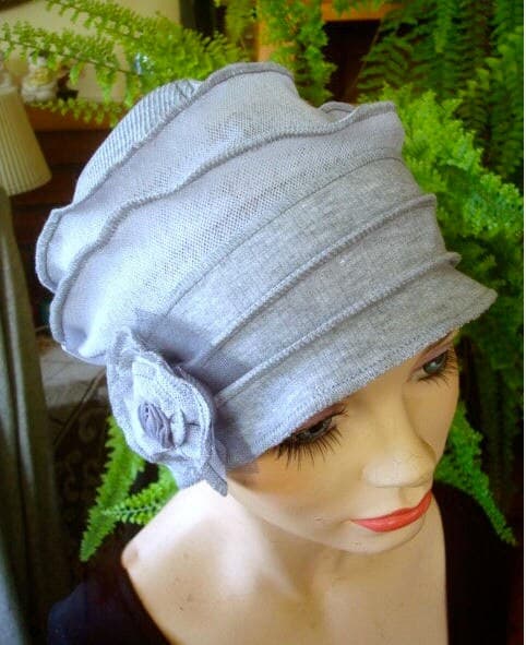 Womens Chemo Hat Headcover  hat denim blue headwear Soft cloche chemotherapy cancer - image 3