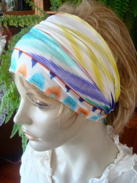 womens headband swim headband wide lycra headband turband - image 4