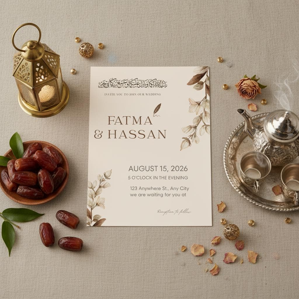 Islamic Wedding Invitation Template, Floral Nikkah Invite, Editable Muslim Wedding Card, Canva Download - image 4
