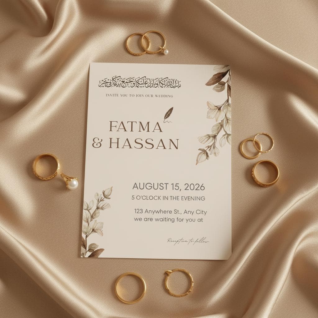 Islamic Wedding Invitation Template, Floral Nikkah Invite, Editable Muslim Wedding Card, Canva Download - image 2