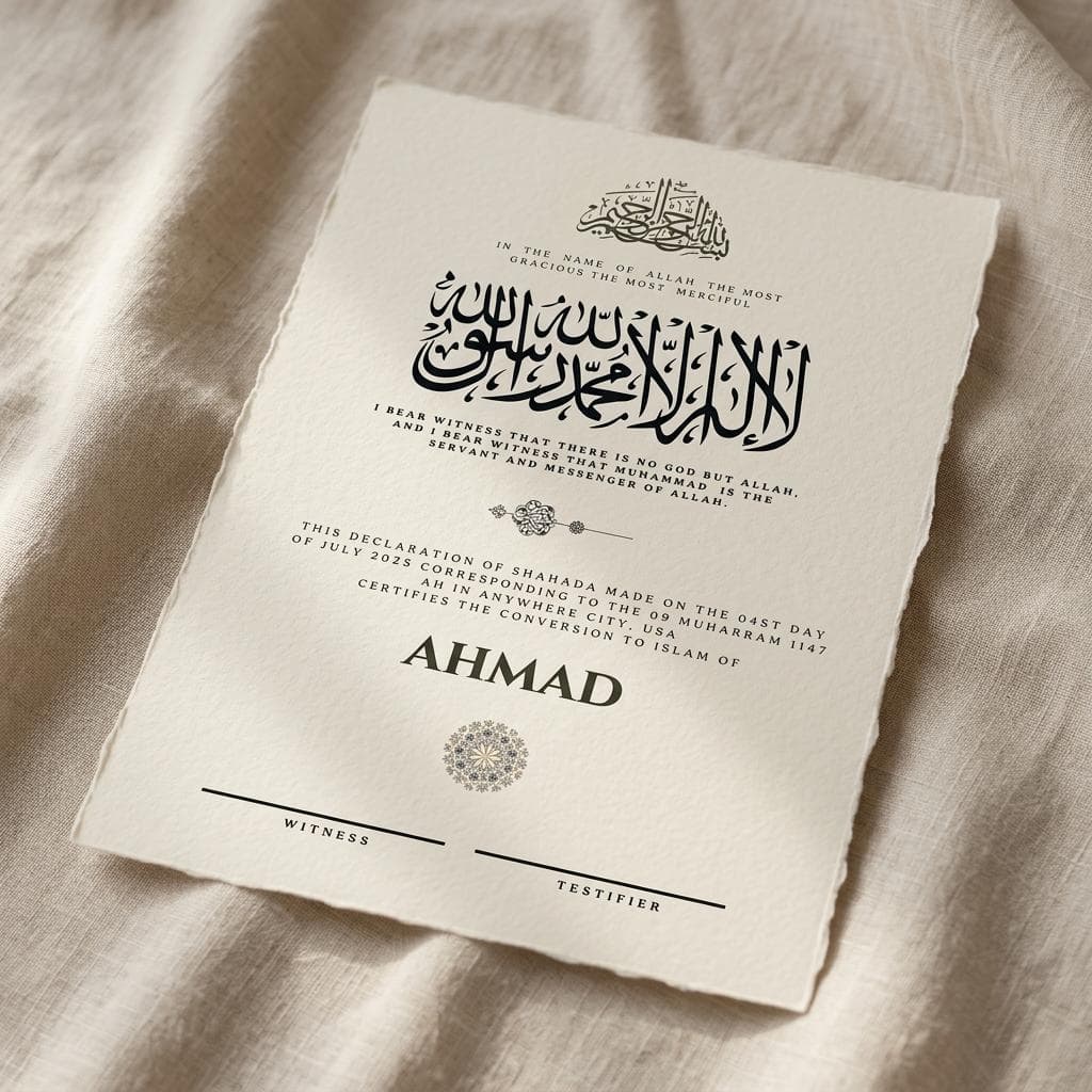 Editable Shahada Certificate Template, Islamic Conversion Printable, Arabic Calligraphy Canva - image 4