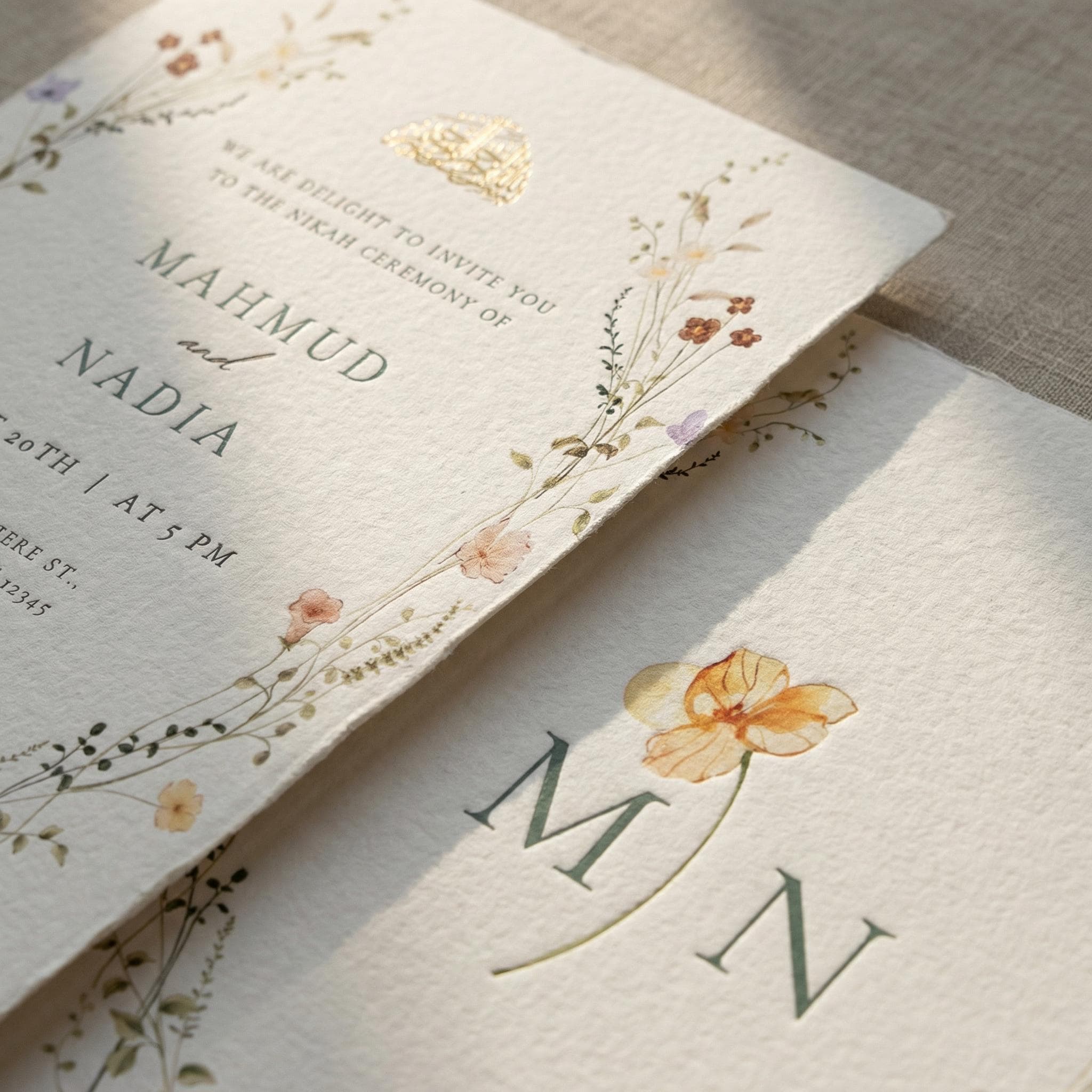 Editable Nikkah Invitation Template, Islamic Wedding Invite, Floral Muslim Canva Card - image 3