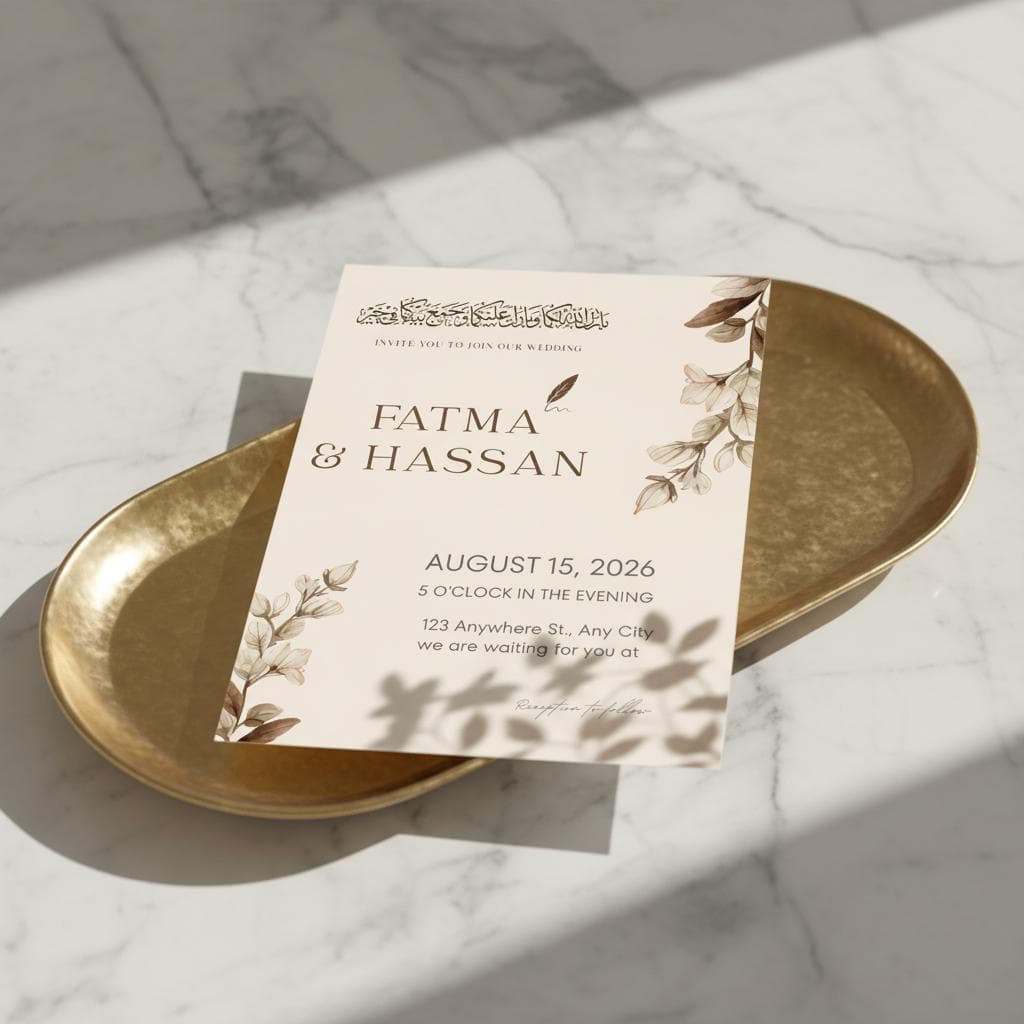 Islamic Wedding Invitation Template, Floral Nikkah Invite, Editable Muslim Wedding Card, Canva Download - image 5