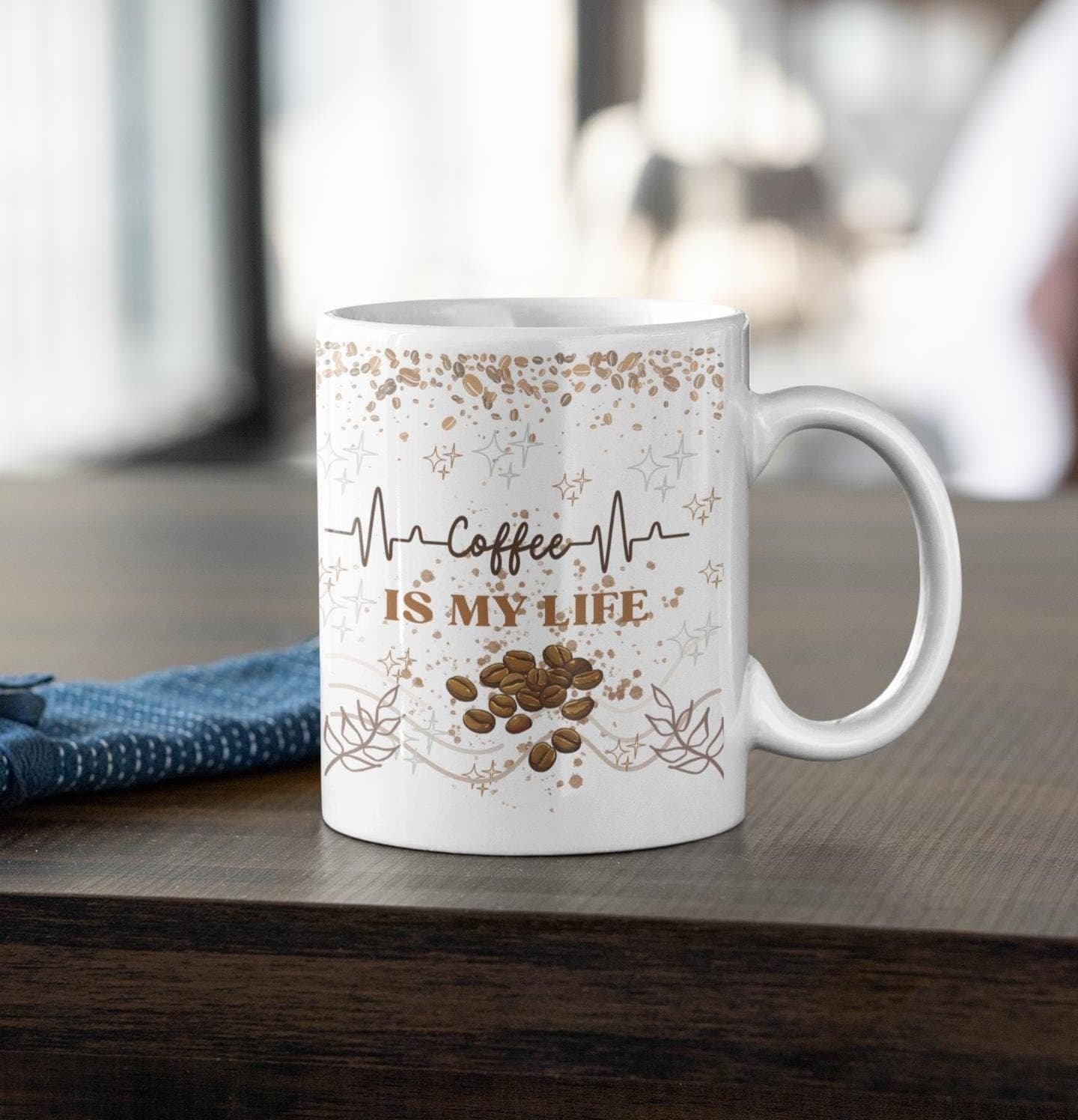 Mug Template, Coffee Mug Wrap, Coffee Quote Mug Png, 11oz Mug And 15oz Mug Wrap, Coffee Cup Png Design,coffee is life.