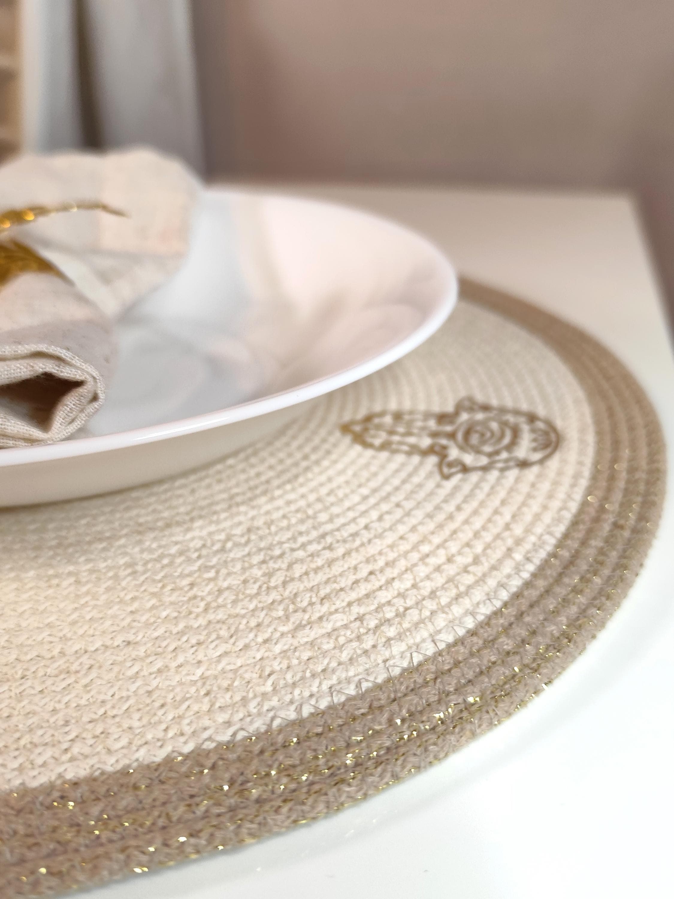 Khomsa Hand Placemats & Bread Basket Set, Hand of Fatima Table Decor , Tunisian Boho Chic Dining and Gift Idea - image 3