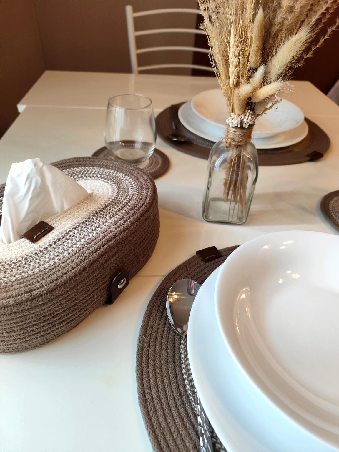 Handmade Rope Tableware Set – Placemats, Coasters & Napkin Holders – Neutral Cotton Home Decor for 2–12 Place Settings. Home Design