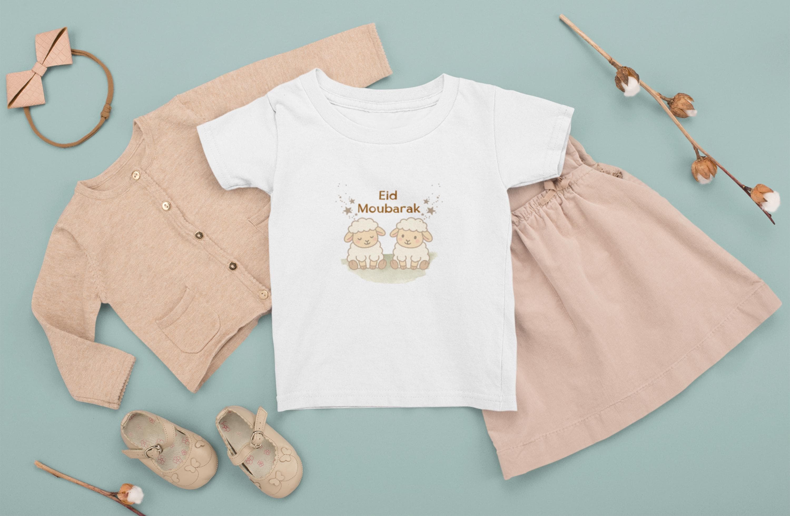 Eid Shirt for Kids, Personalized Eid Mubarak T-Shirt with Cute Sheep, Custom Toddler Eid Outfit, Islamic Gift for Children,Free USA Shipping