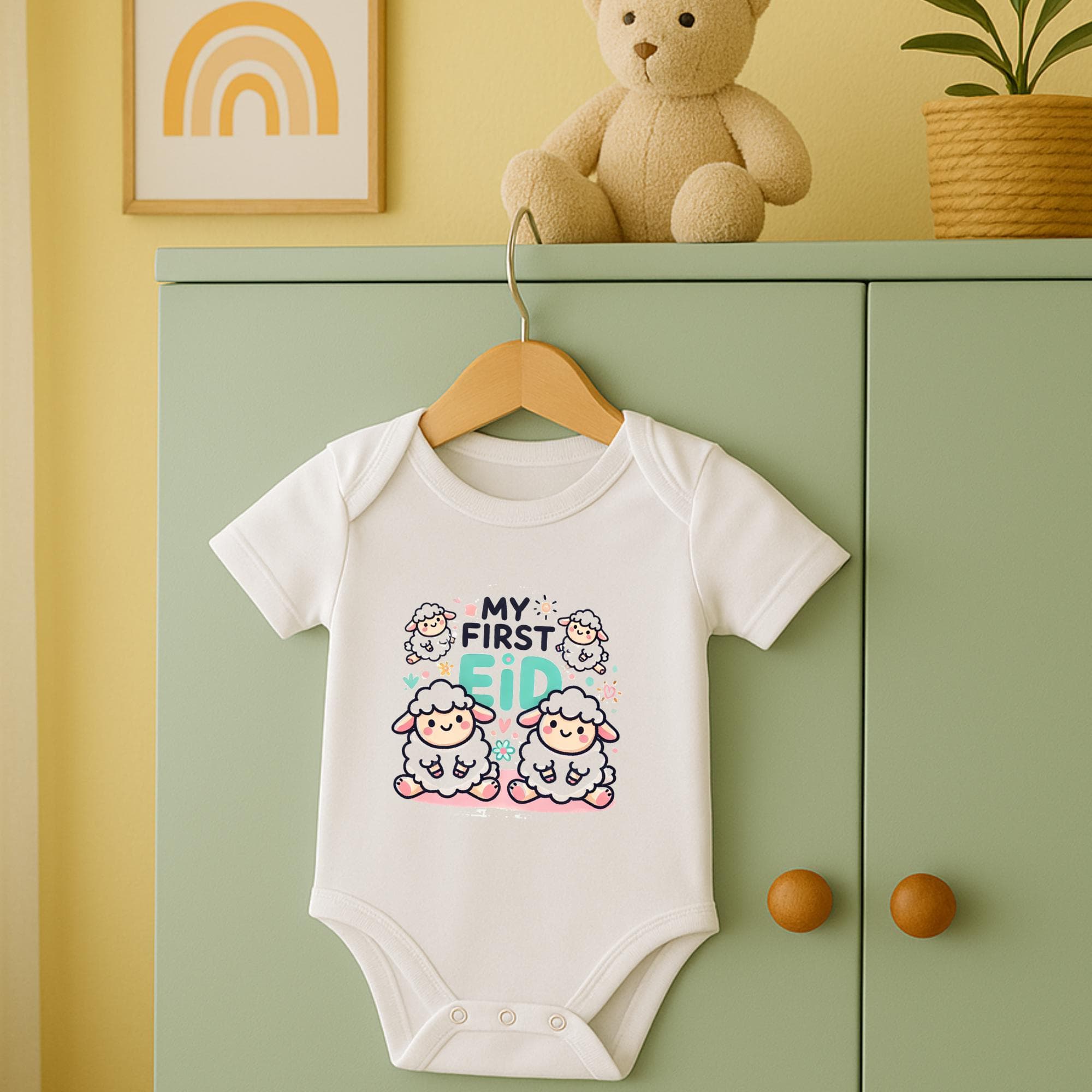 My First Eid Baby Bodysuit , Personalized Eid Outfit for Baby Boy or Girl,  Islamic Baby Gift, First Eid , Cute Newborn Onesie, eid al Adha - image 5