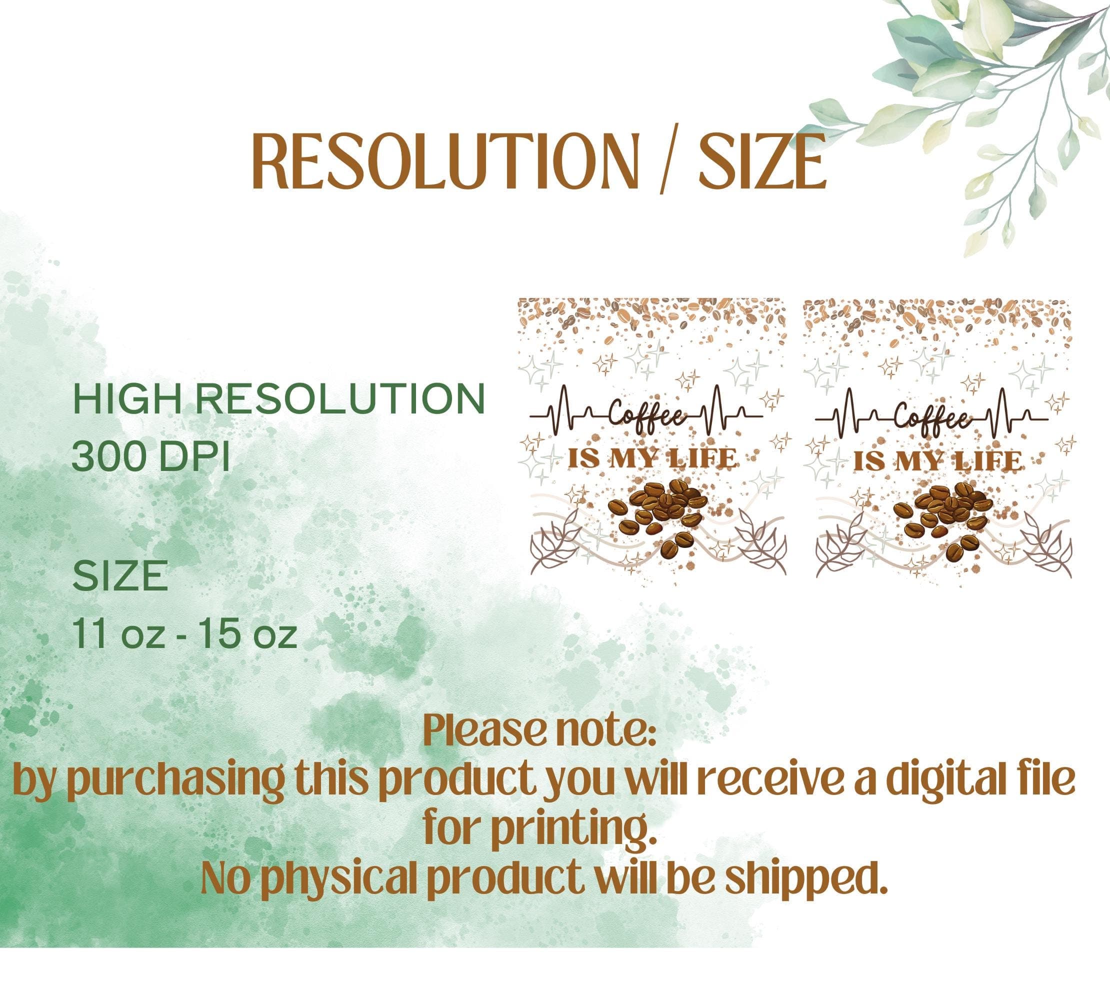 Mug Template, Coffee Mug Wrap, Coffee Quote Mug Png, 11oz Mug And 15oz Mug Wrap, Coffee Cup Png Design,coffee is life. - image 4