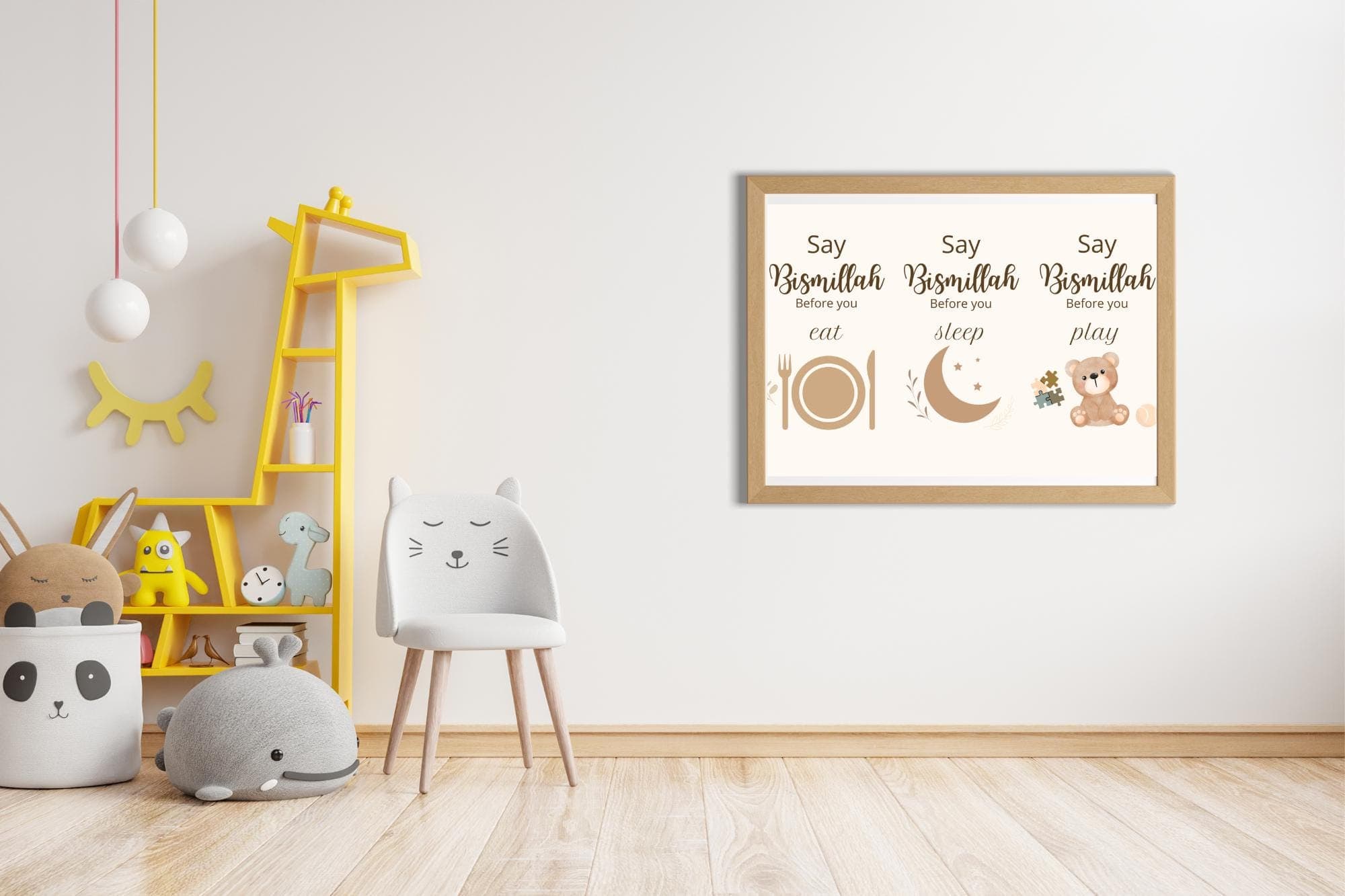 Islamic Nursery Poster,Say Bismillah Eat Sleep Play,Horizontal Muslim Wall Art for Kids,Arabic Print,Baby Room Decor,Free worldwide shipping - image 5