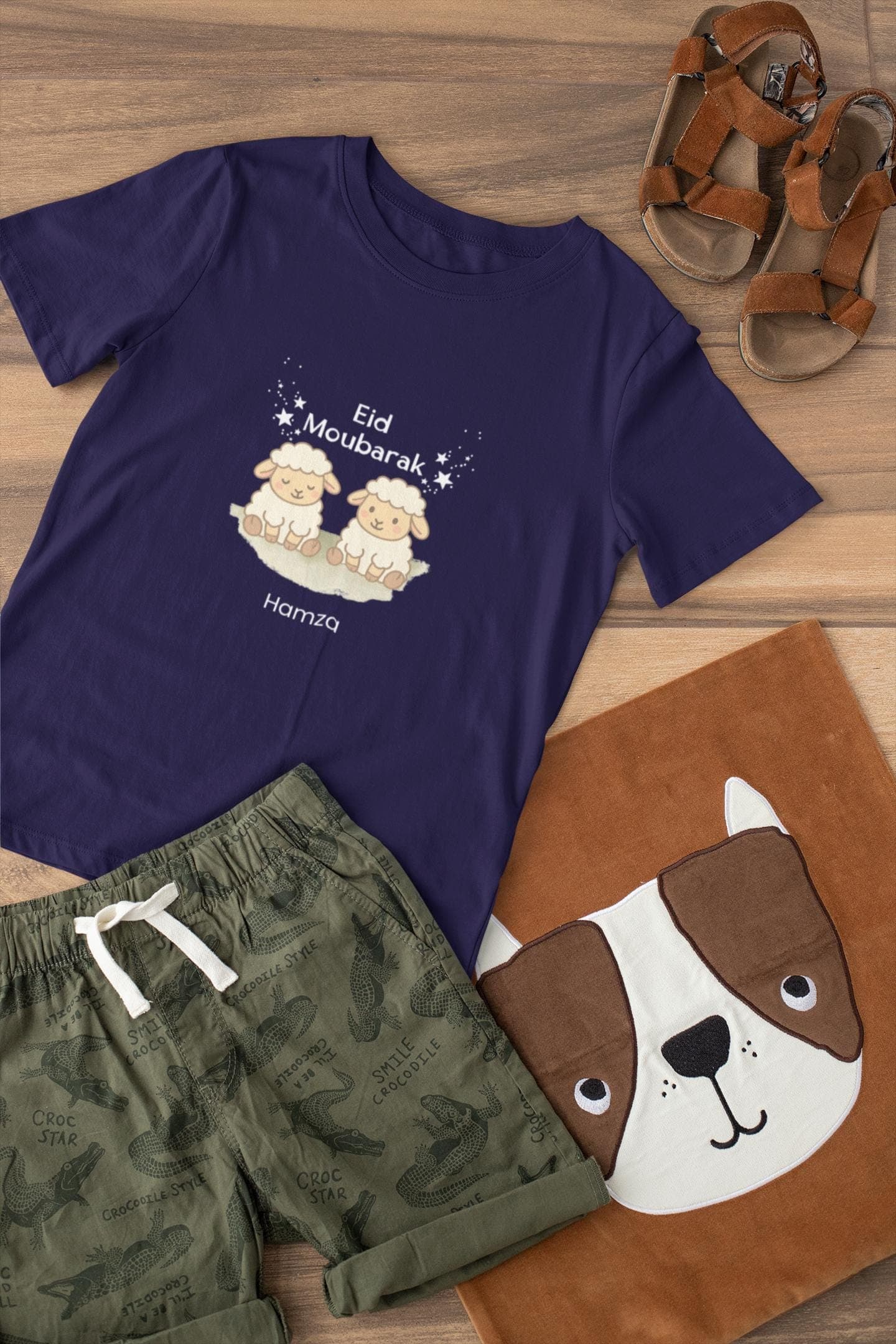 Personalized Eid Mubarak Kids Shirt, Cute Lamb Design with Name , Eid Gift for Baby, for boys, for girls,Free shipping UK, Europe