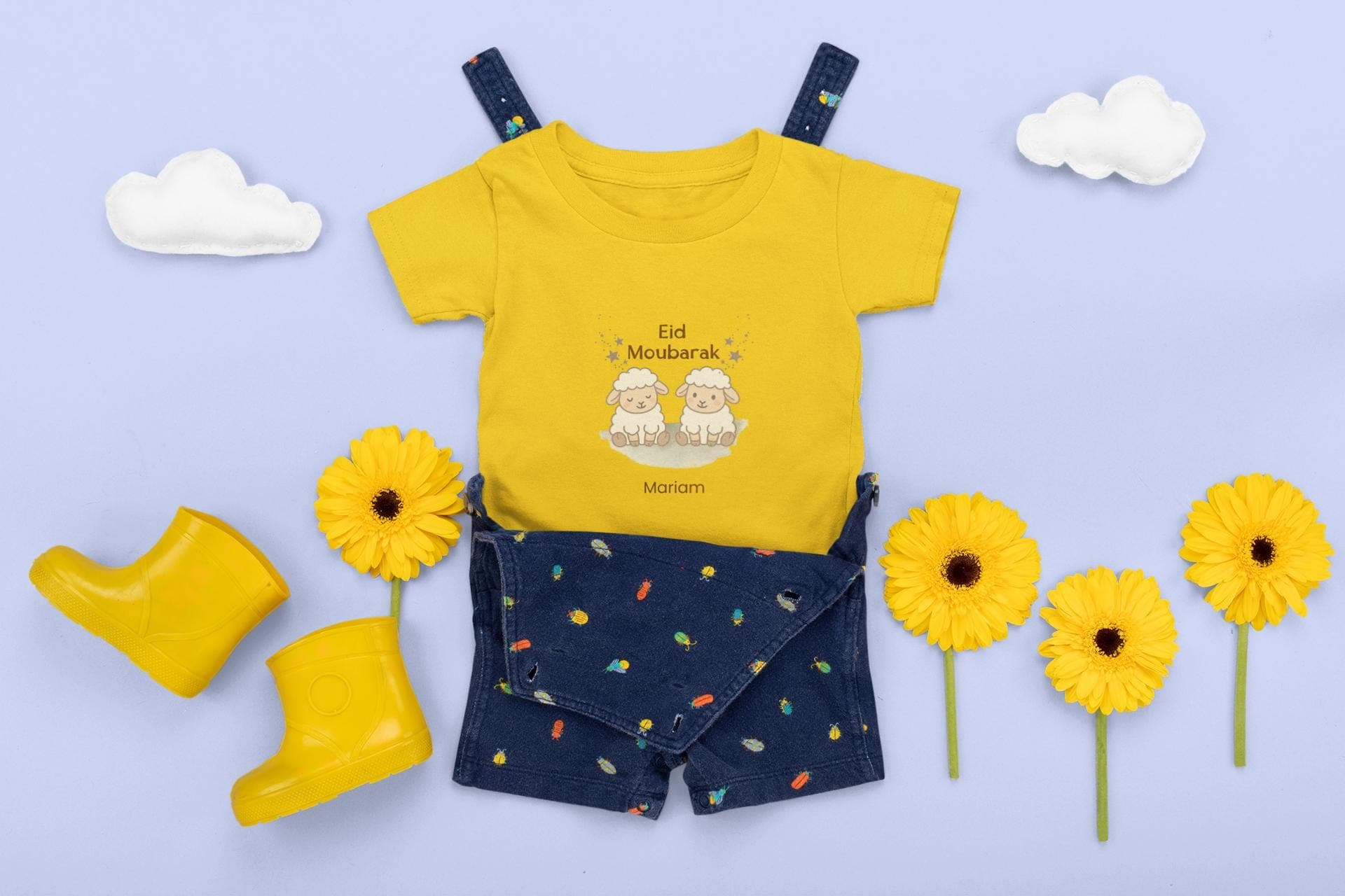 Personalized Eid Mubarak Kids Shirt, Cute Lamb Design with Name , Eid Gift for Baby, for boys, for girls,Free shipping UK, Europe - image 4