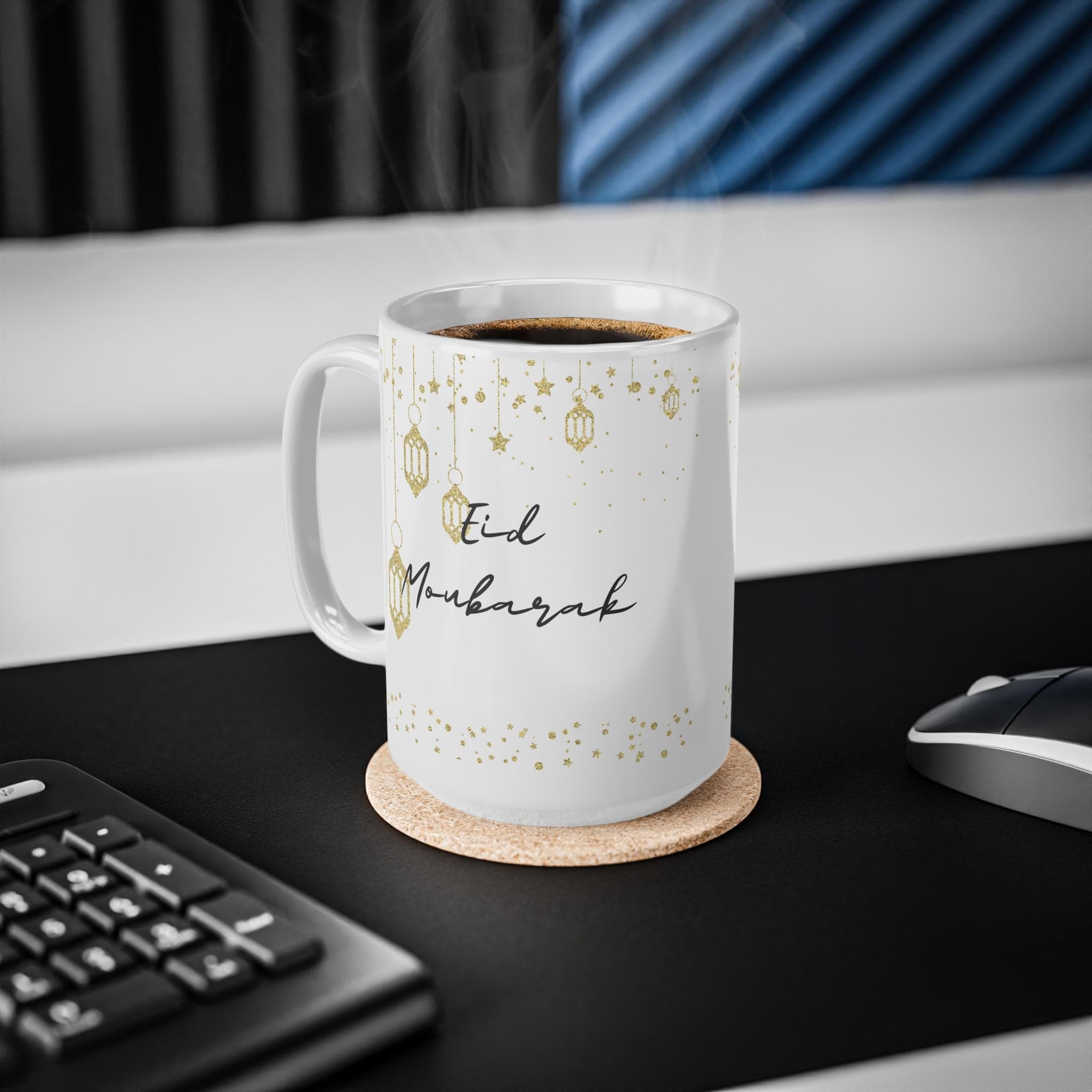 Eid Mubarak Mug –White Islamic Coffee Cup with Gold Lantern Design – Elegant Eid Gift for Friends and Family ,Ramadan and Eid Decor, Gift - image 3