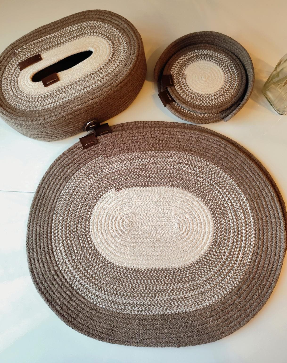 Handmade Rope Tableware Set – Placemats, Coasters & Napkin Holders – Neutral Cotton Home Decor for 2–12 Place Settings. Home Design - image 3