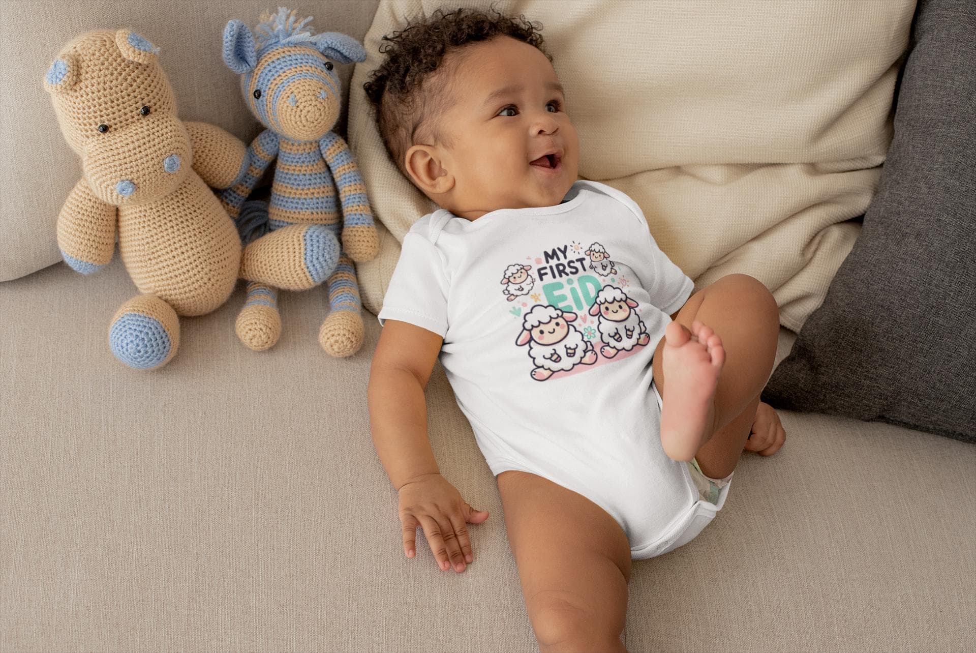 My First Eid Baby Bodysuit , Personalized Eid Outfit for Baby Boy or Girl,  Islamic Baby Gift, First Eid , Cute Newborn Onesie, eid al Adha - image 4