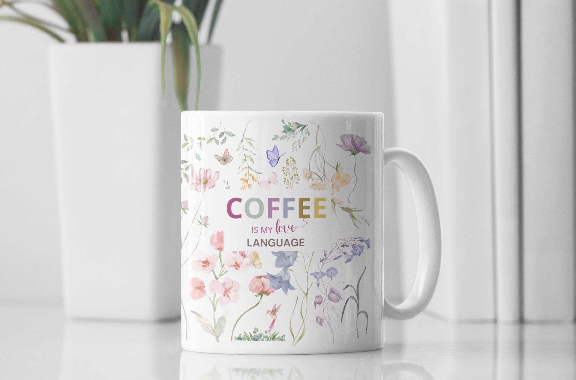 Floral Mug Design, digital Print, Unique Gift, Coffee & Tea Lovers, 11oz Mug And 15oz Mug Wrap,Coffee Cup Png Design,Mug Press Png - image 3