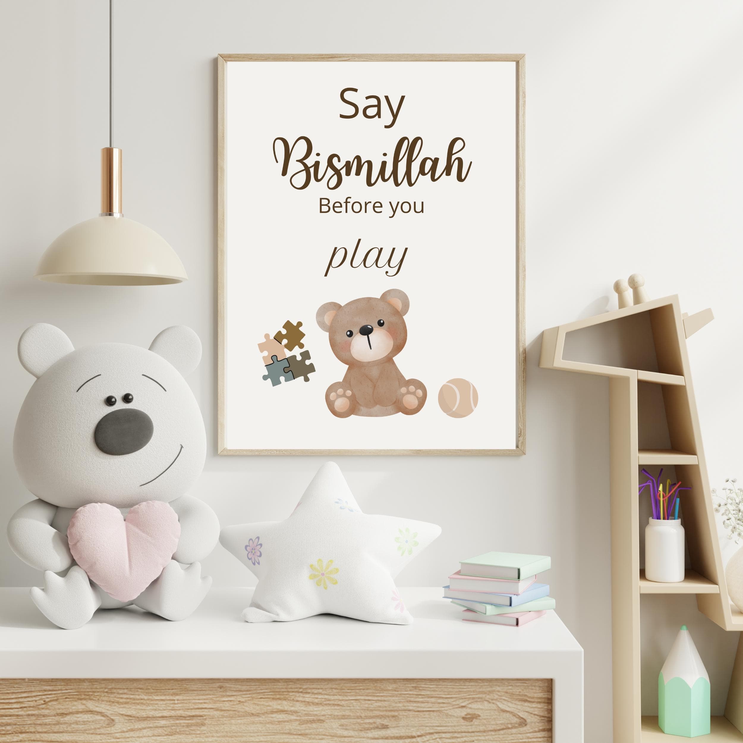Islamic Kids Wall Art – Say Bismillah Poster – Muslim Nursery Print – Eat Sleep Play – Arabic Decor – Sizes 8x10 11x14 16x20 – Free Shipping - image 5