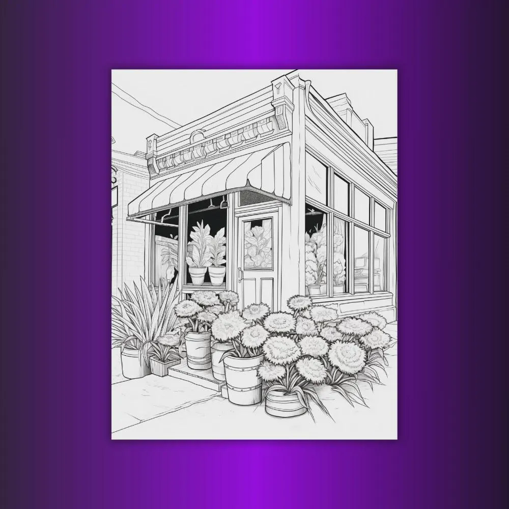 Flower Storefront Coloring Pages | 300 Printable Designs (PDF Format) - image 3