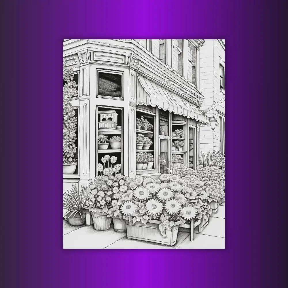 Flower Storefront Coloring Pages | 300 Printable Designs (PDF Format) - image 5