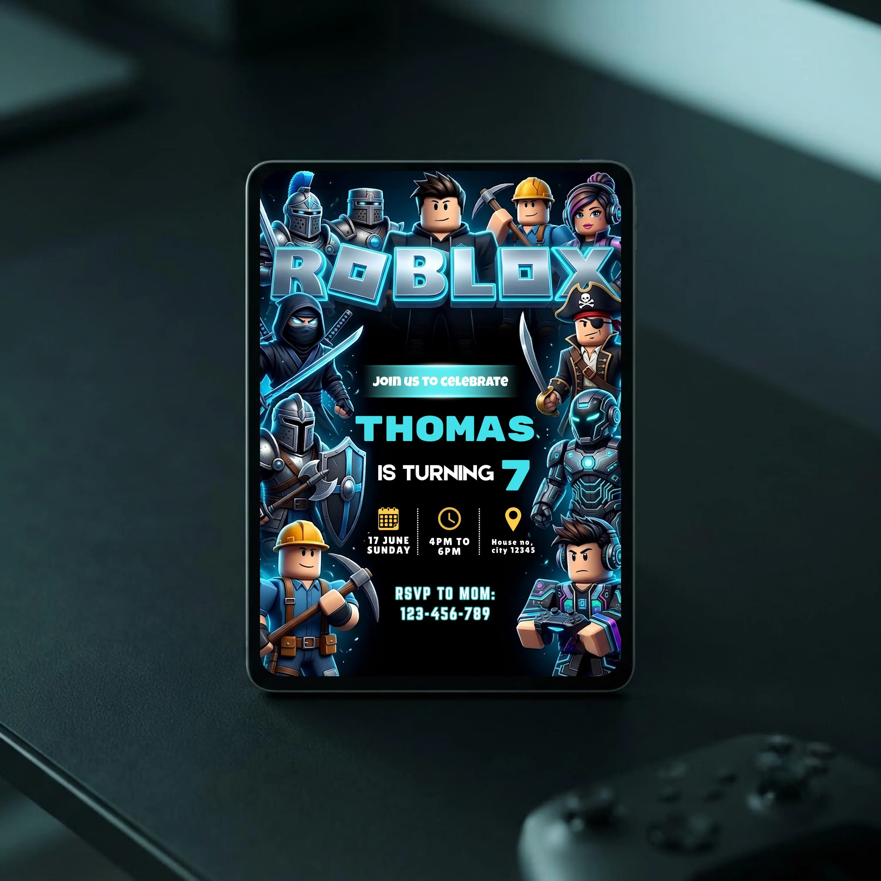 Roblox Invitation Roblox Birthday Invitation Template Game Party Invite For Boys Game Birthday Invite Kids Roblox Editable Canva Template - image 4