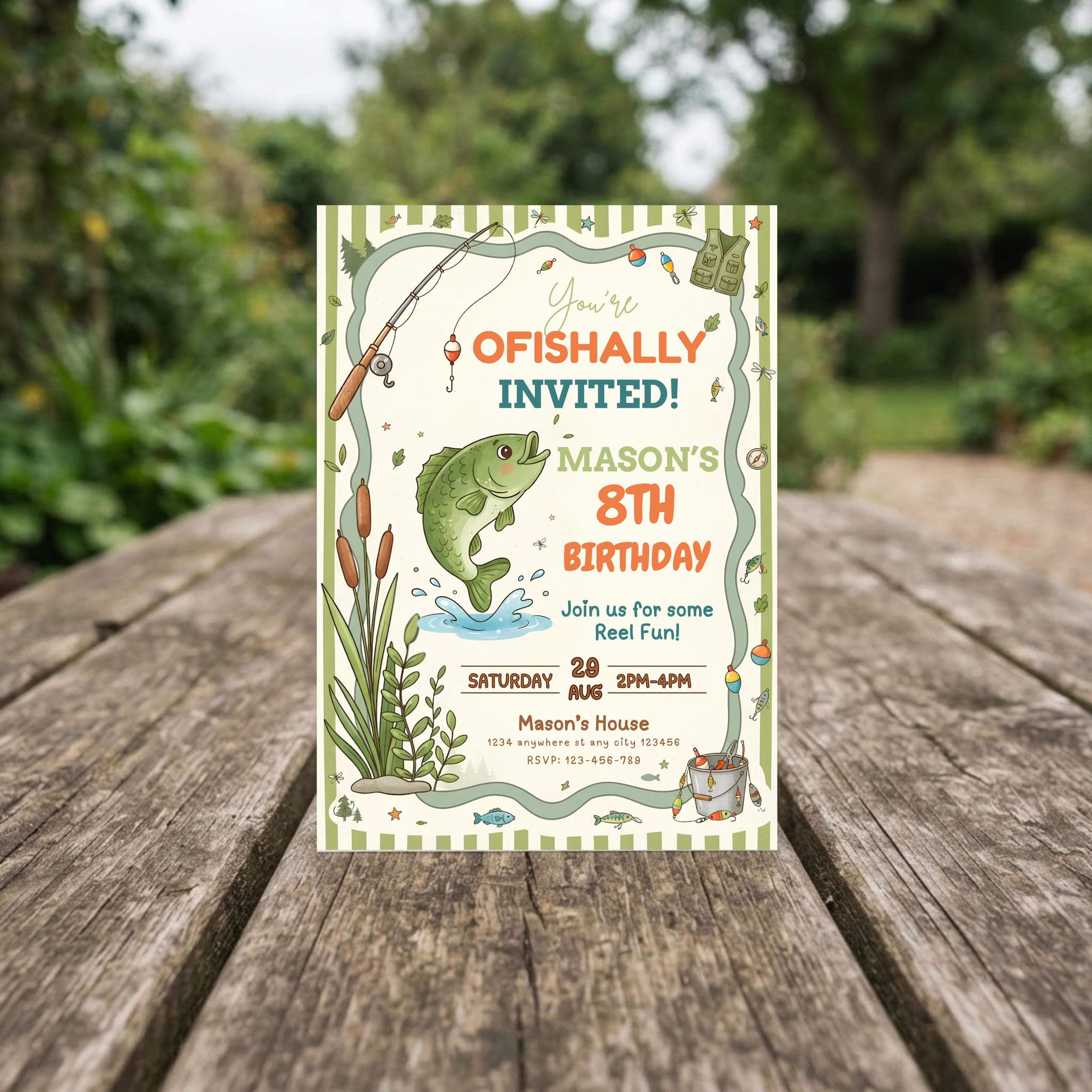 Fishing Birthday Invitation Template Editable It's O-Fish-Ally Birthday Invite Boys & Girls Bday Digital Evite Little Fisherman Bday Invite