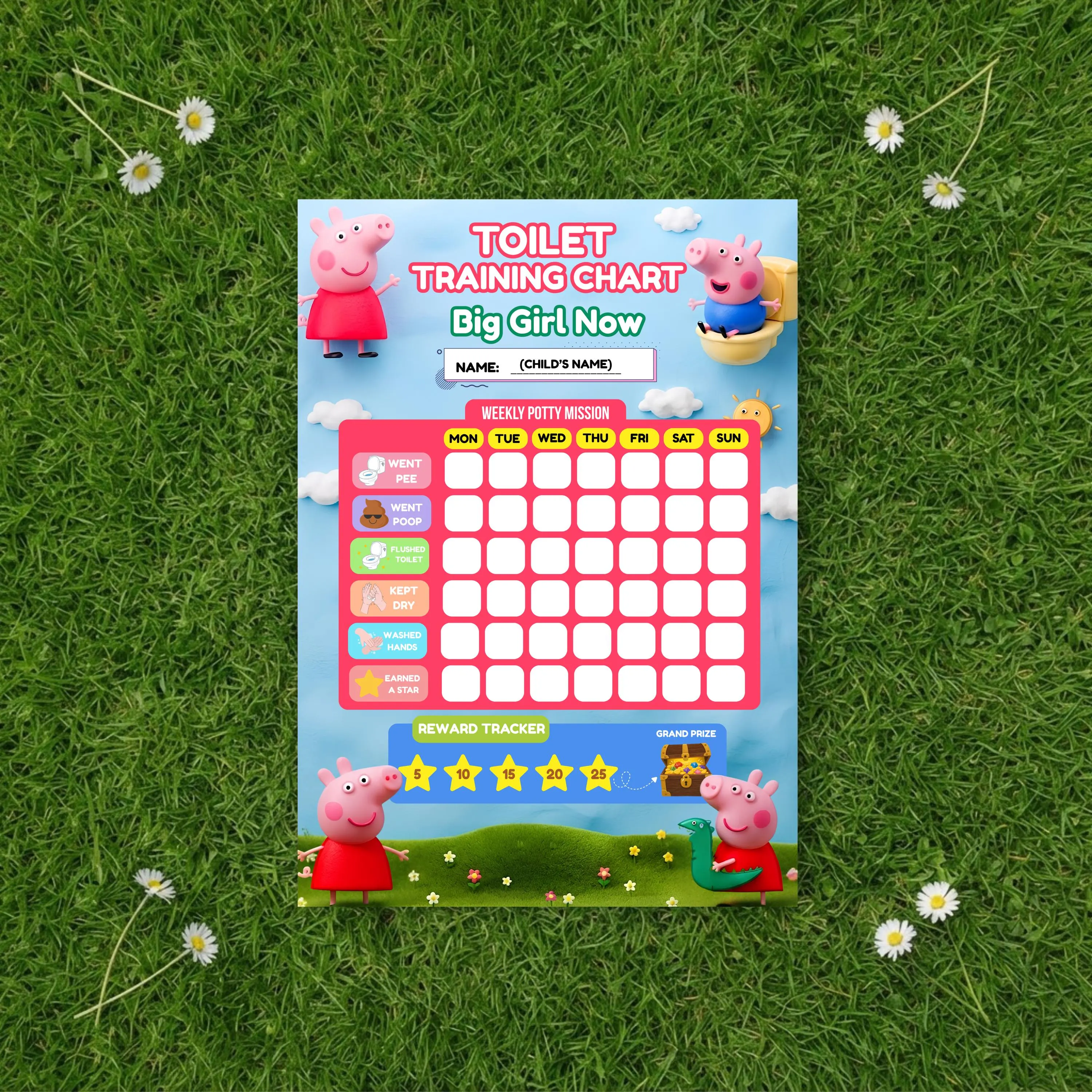 Little Piggy Toilet Training Chart Editable Kids Reward Chart Printable Pink Piggy Potty Training Chart Template Instant Download - image 3