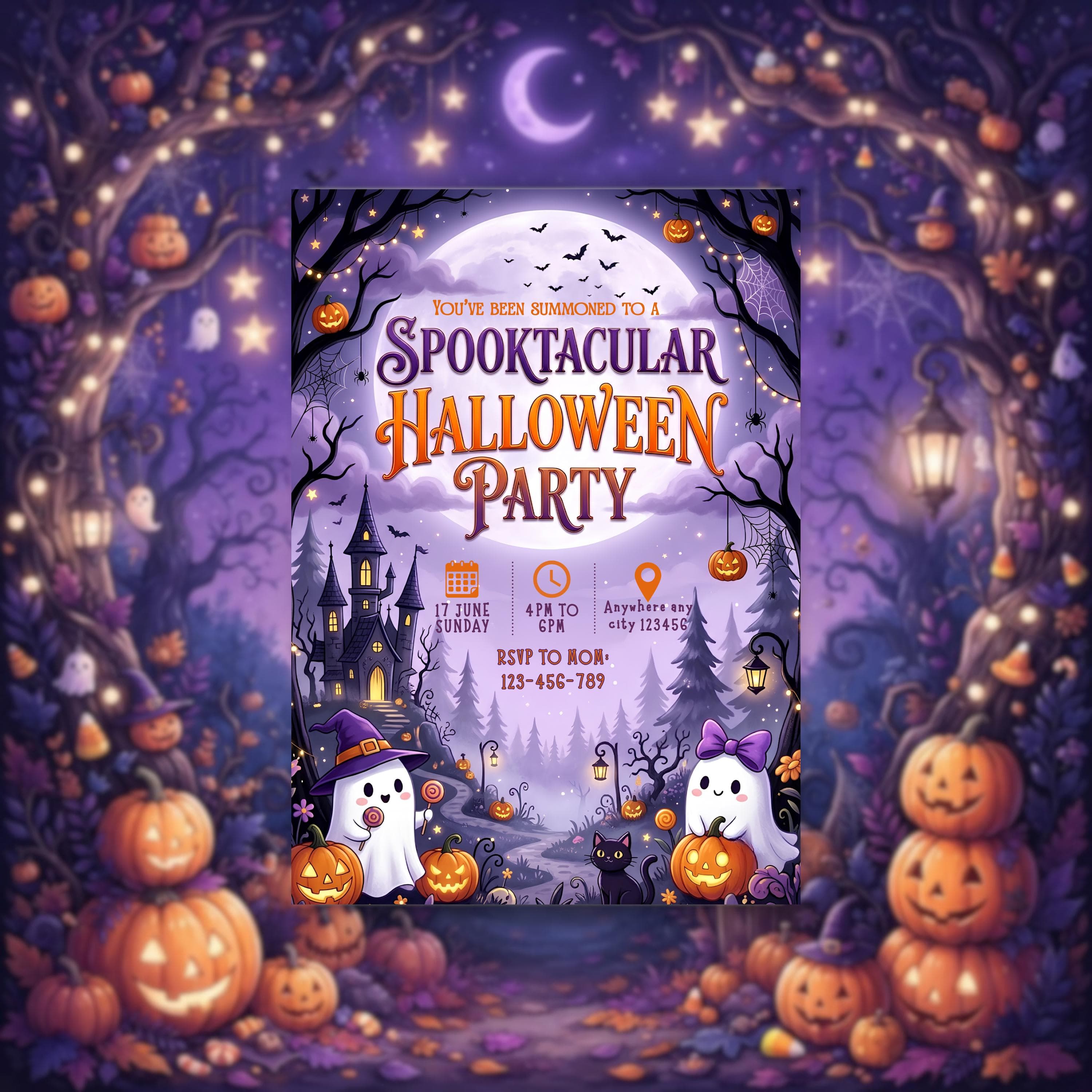 Halloween Party Invitation Editable Spooktacular Ghost Party Invite Printable Ghost Halloween Invite Instant Download - image 3