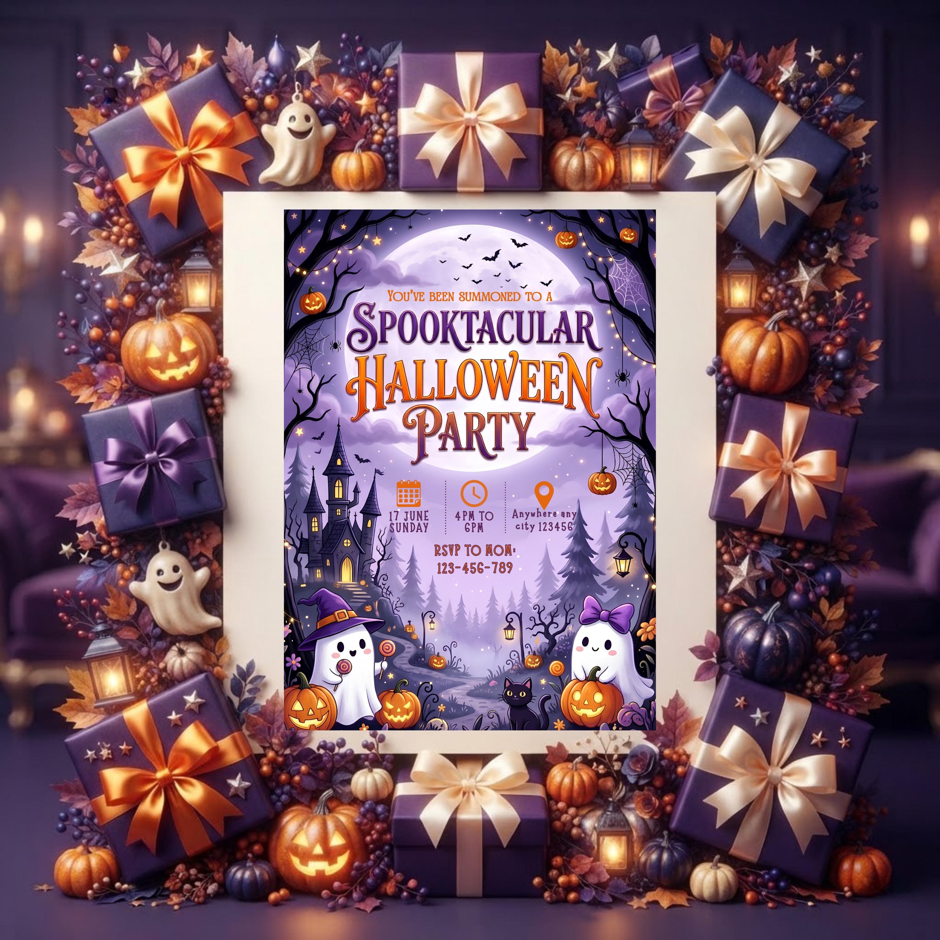 Halloween Party Invitation Editable Spooktacular Ghost Party Invite Printable Ghost Halloween Invite Instant Download - image 5