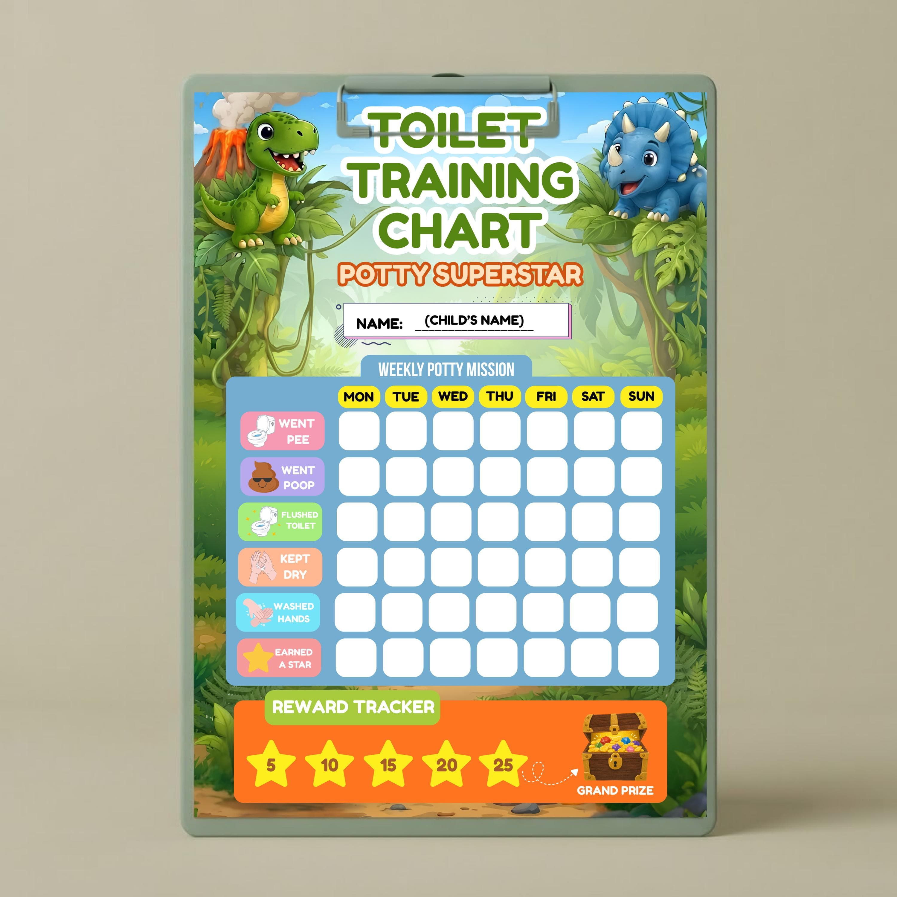Dinosaur Potty Training Chart Editable Kids Reward Tracker Printable Personalised Toddler Toilet Training Chart Instant Download - image 5